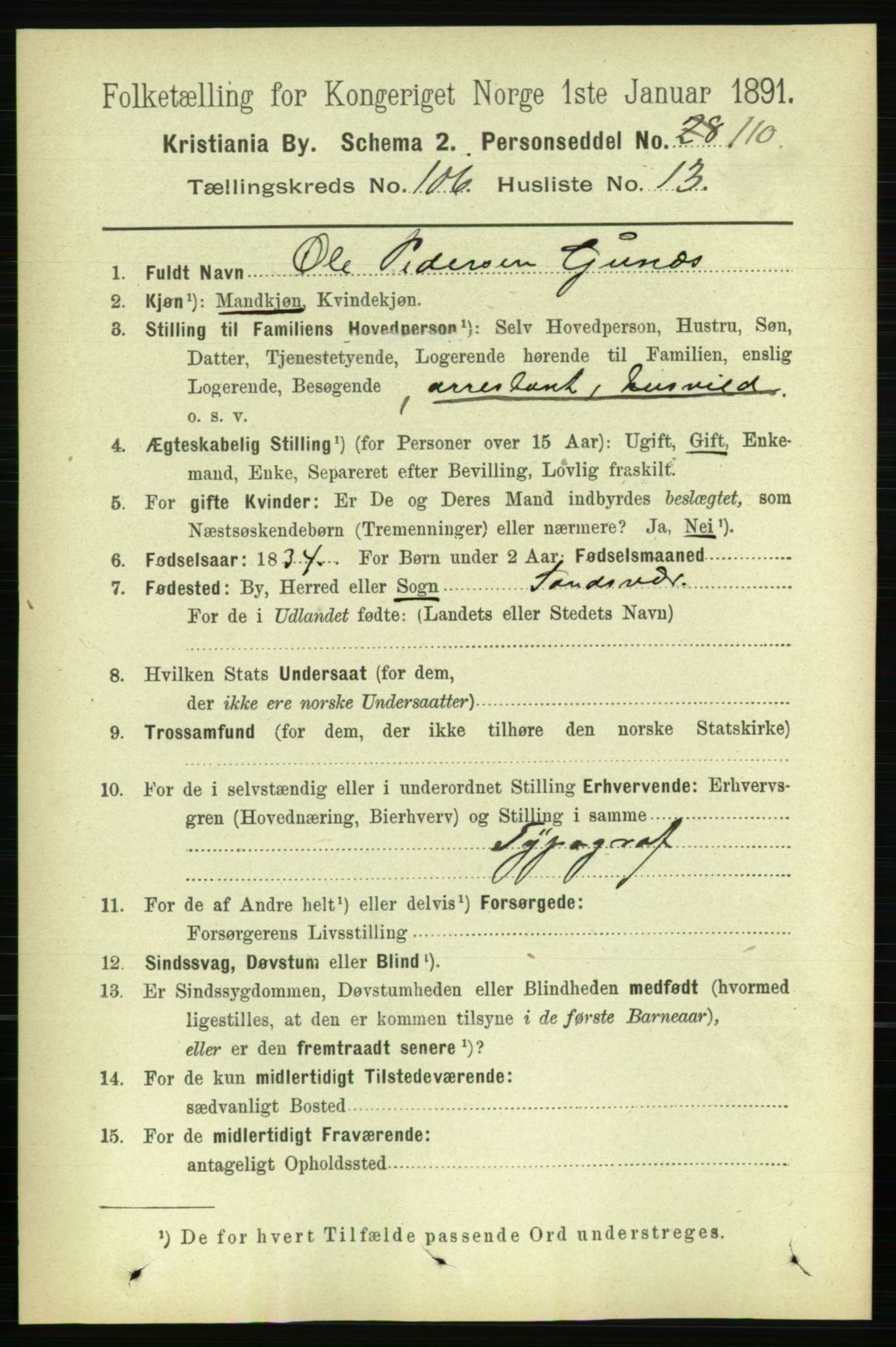RA, 1891 census for 0301 Kristiania, 1891, p. 54165