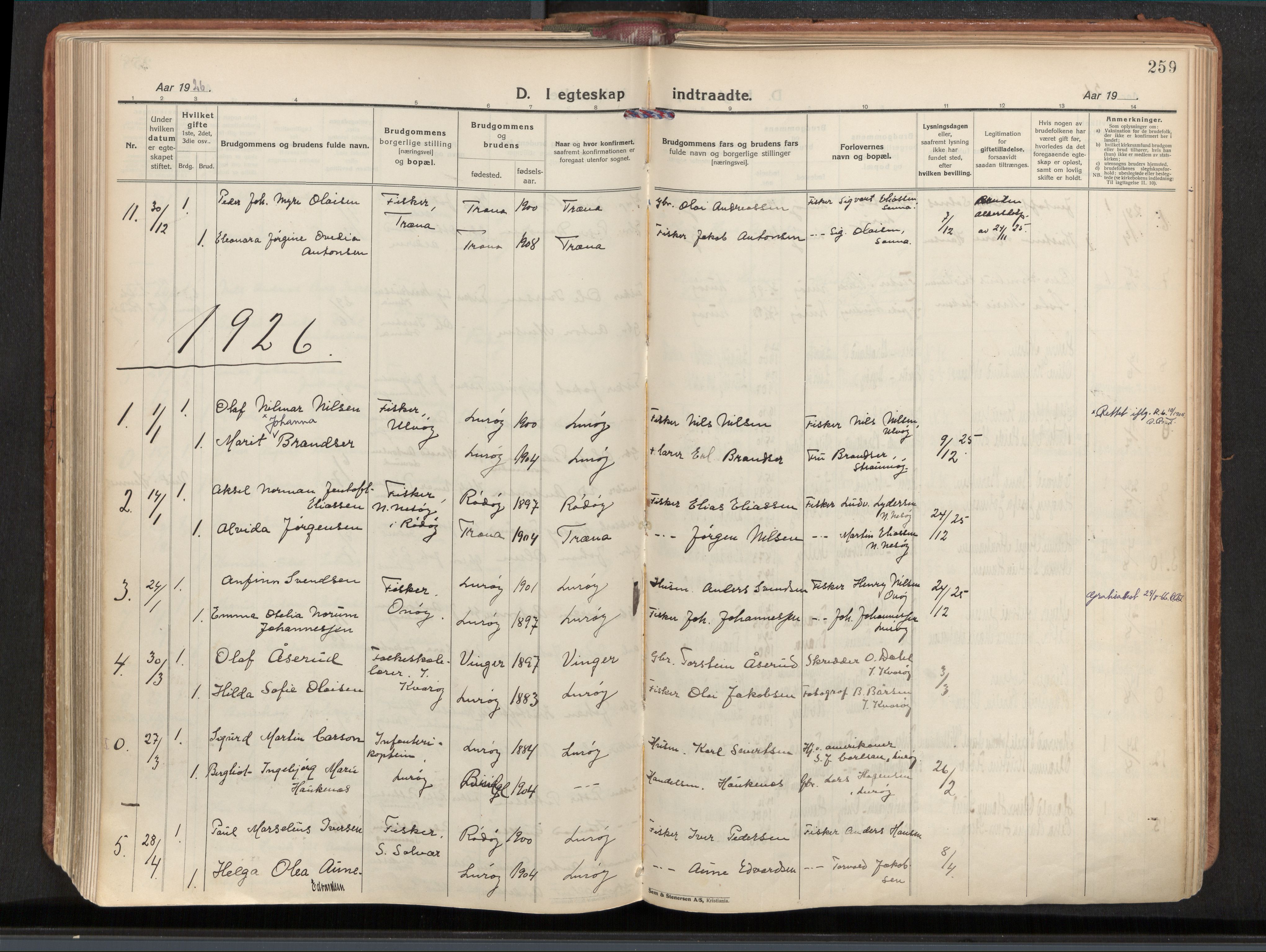 Ministerialprotokoller, klokkerbøker og fødselsregistre - Nordland, SAT/A-1459/839/L0570: Parish register (official) no. 839A07, 1923-1942, p. 259