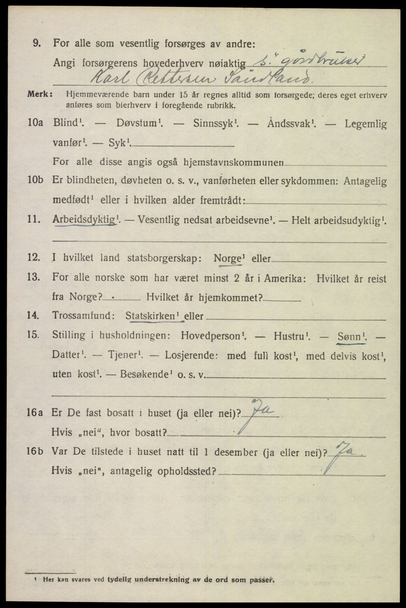 SAK, 1920 census for Sør-Audnedal, 1920, p. 6634