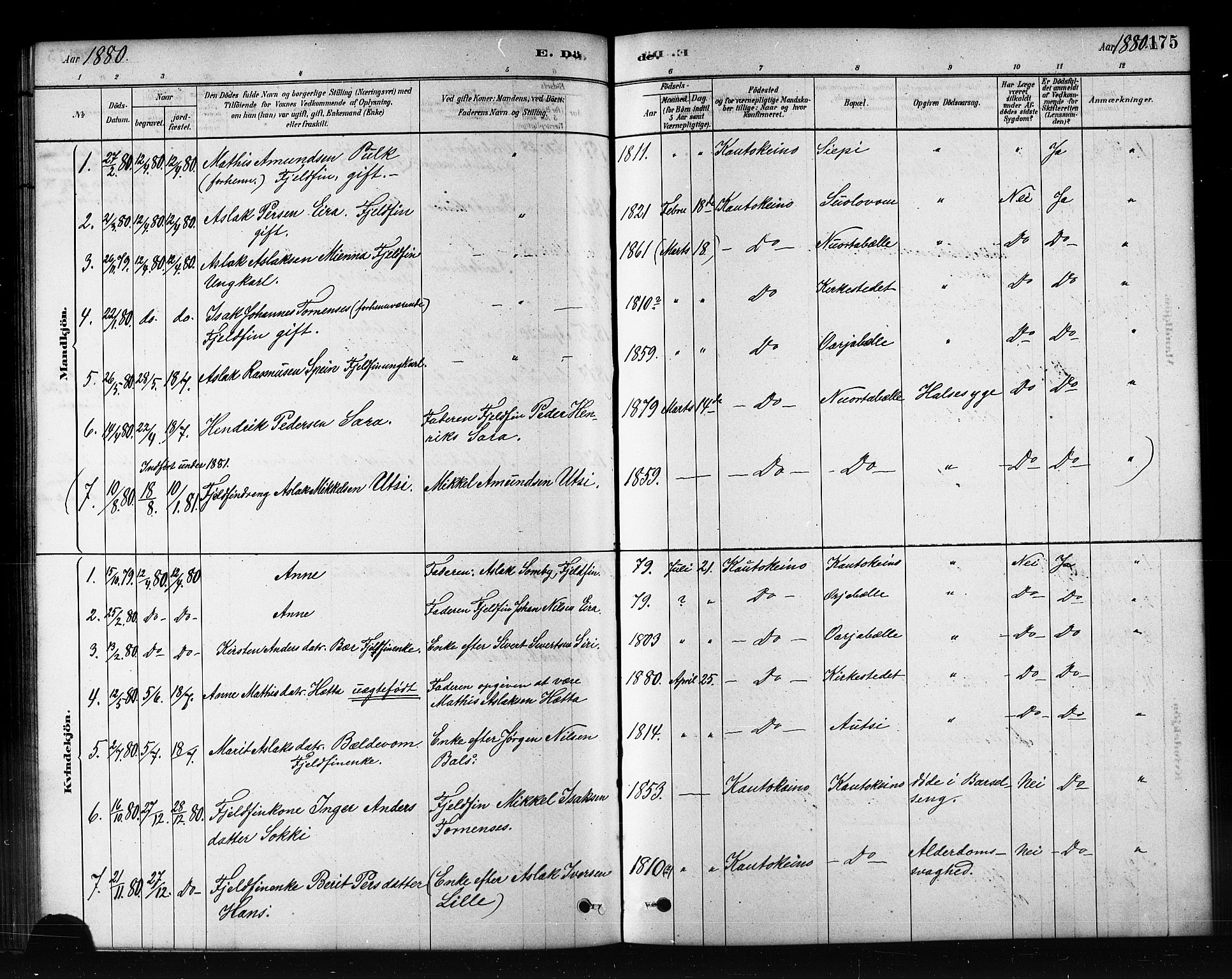 Kautokeino sokneprestembete, SATØ/S-1340/H/Hb/L0002.klokk: Parish register (copy) no. 2, 1877-1896, p. 175