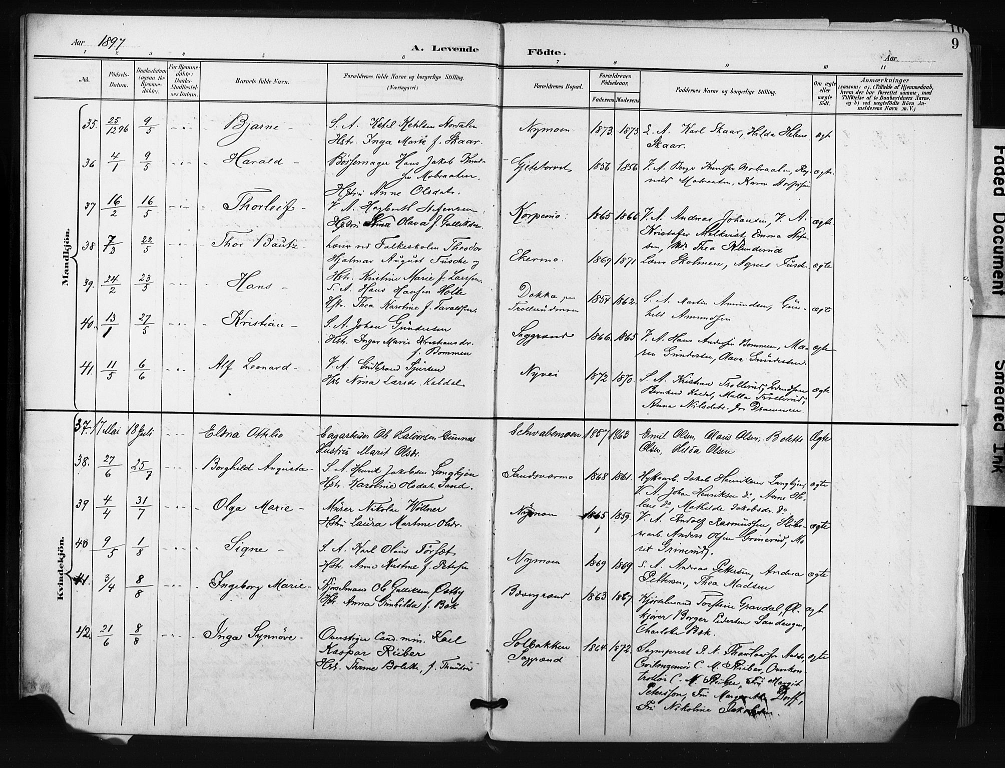 Kongsberg kirkebøker, AV/SAKO-A-22/F/Fb/L0003: Parish register (official) no. II 3, 1896-1905, p. 9