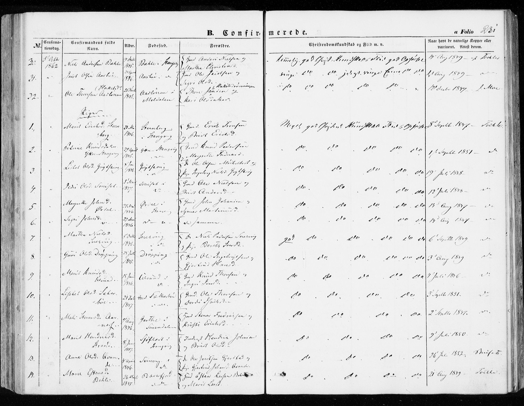 Ministerialprotokoller, klokkerbøker og fødselsregistre - Møre og Romsdal, AV/SAT-A-1454/592/L1026: Parish register (official) no. 592A04, 1849-1867, p. 231