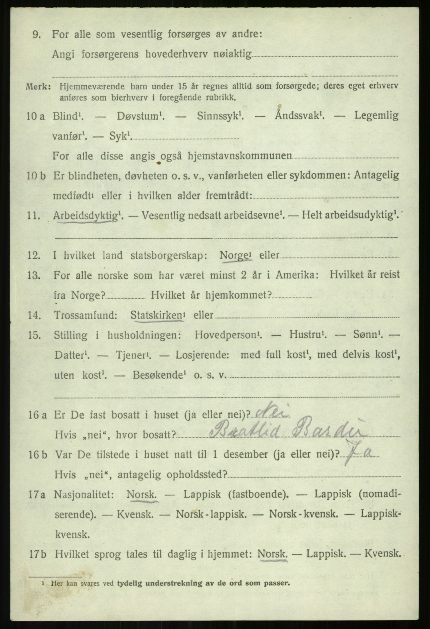 SATØ, 1920 census for Bardu, 1920, p. 3483