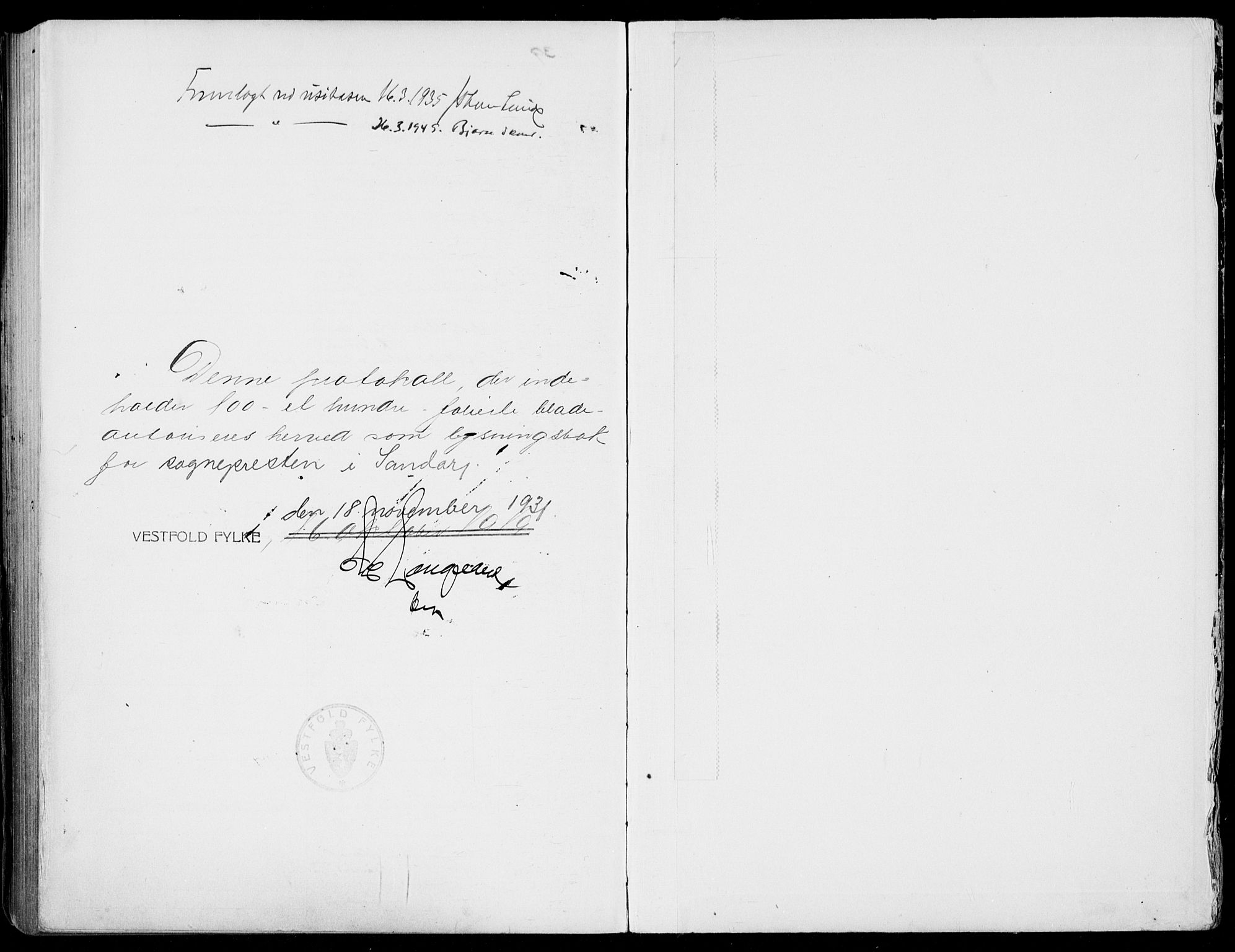 Sandar kirkebøker, AV/SAKO-A-243/H/Ha/L0006: Banns register no. 6, 1932-1939
