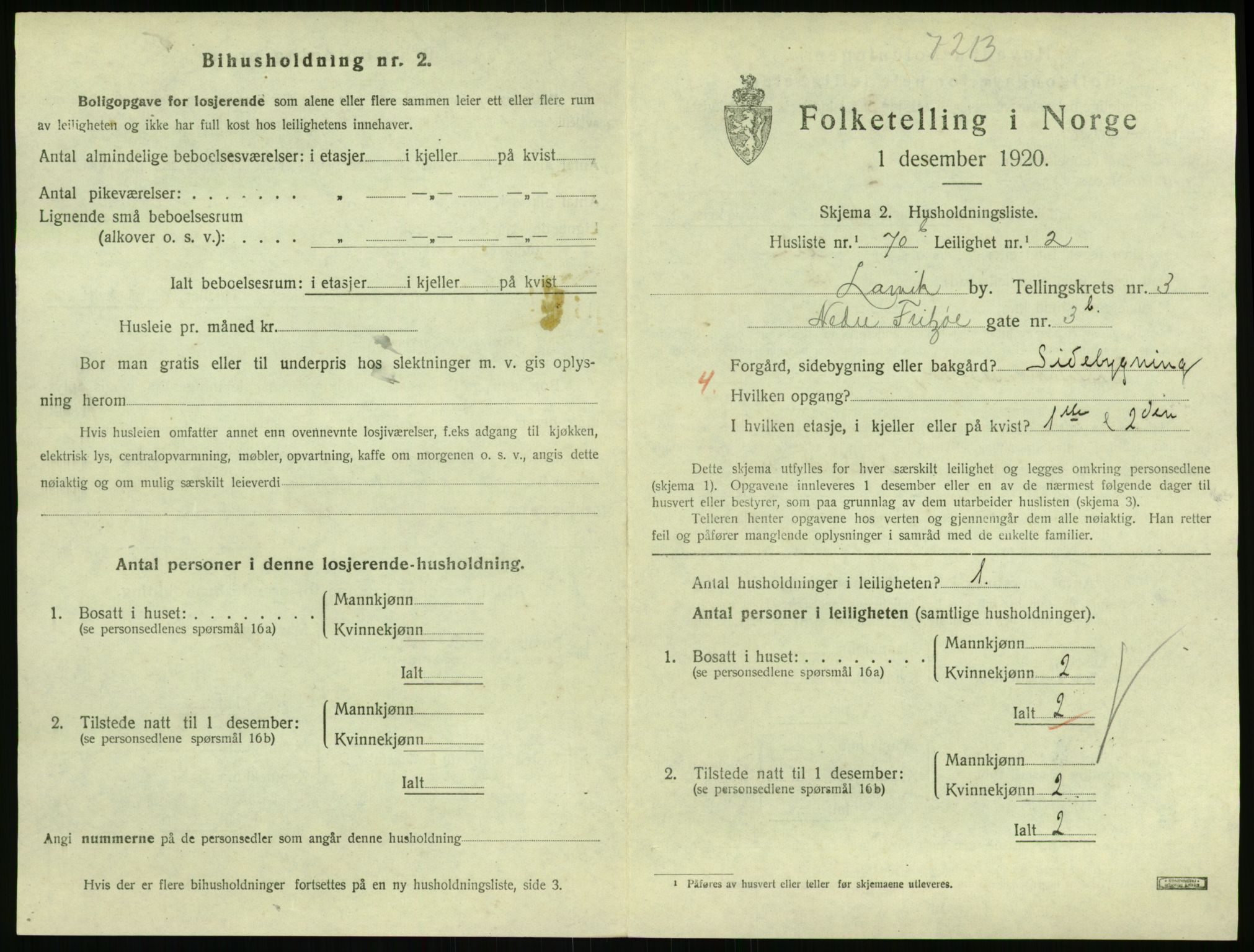 SAKO, 1920 census for Larvik, 1920, p. 4158