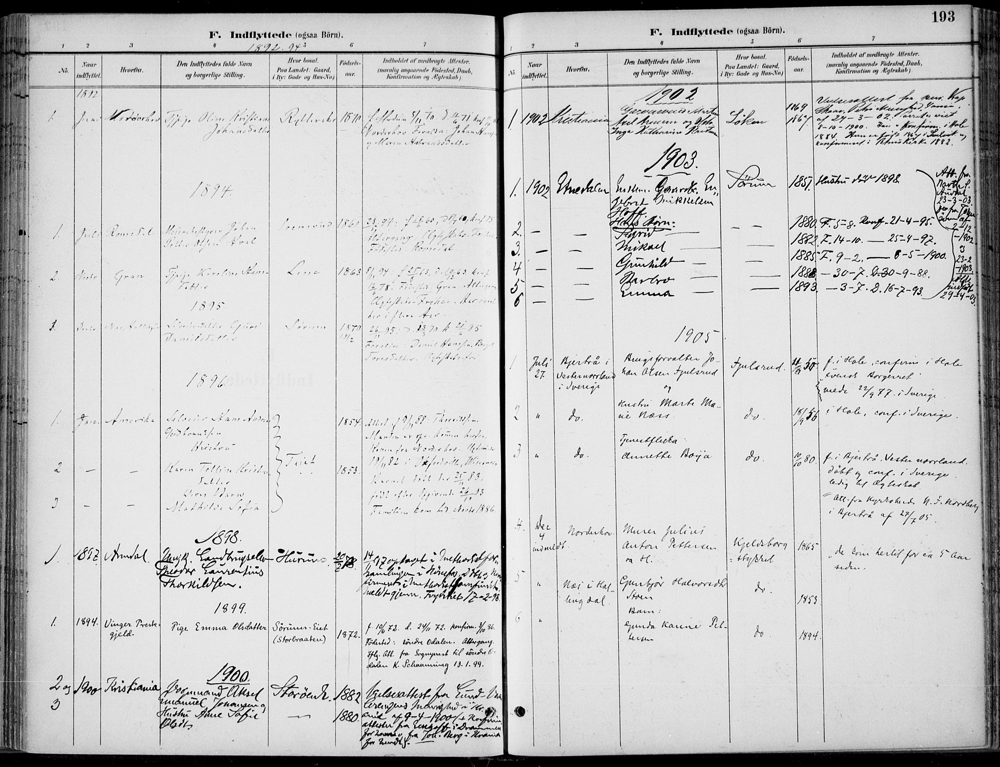 Hole kirkebøker, SAKO/A-228/F/Fa/L0009: Parish register (official) no. I 9, 1892-1907, p. 193