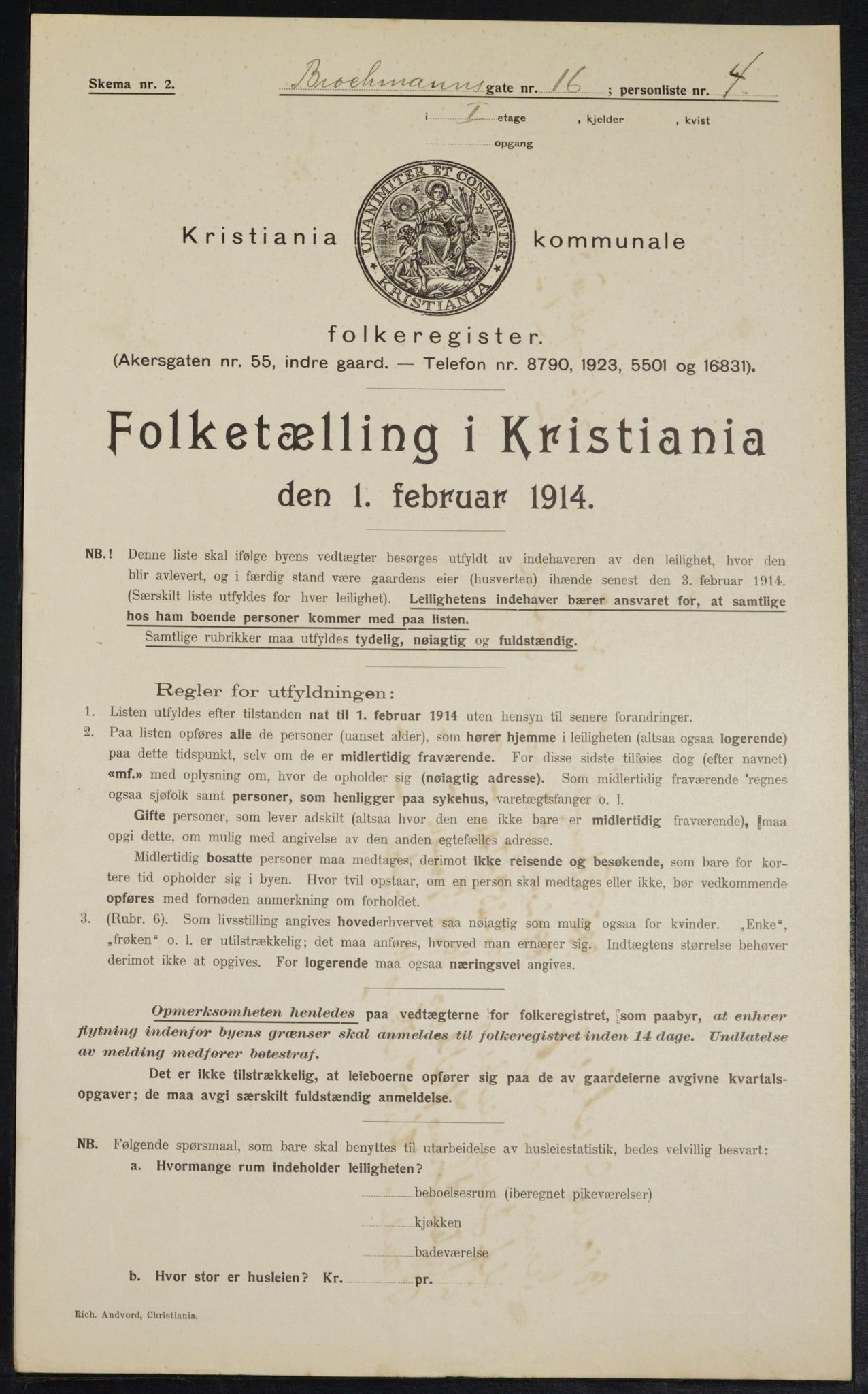 OBA, Municipal Census 1914 for Kristiania, 1914, p. 9688