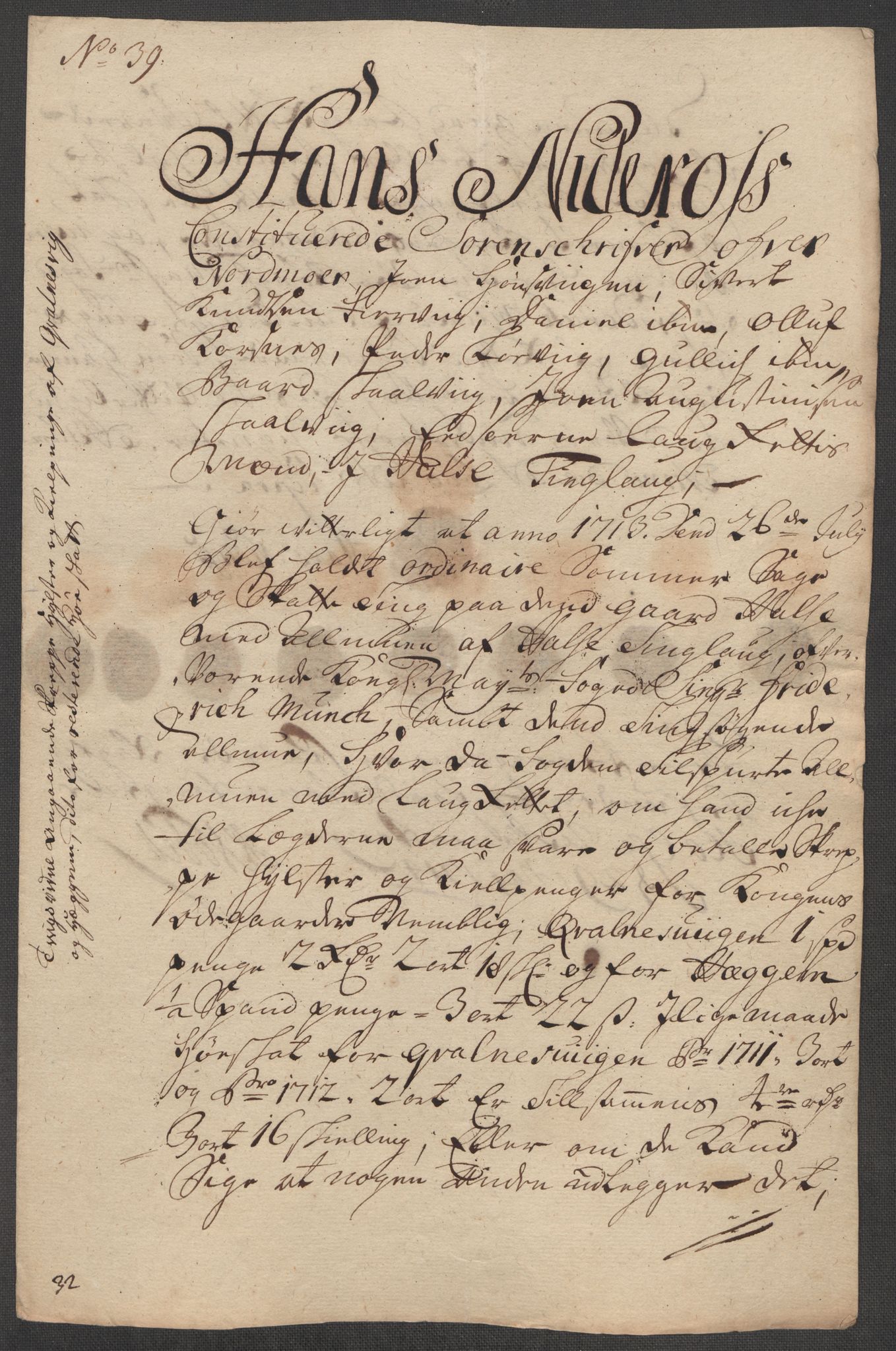 Rentekammeret inntil 1814, Reviderte regnskaper, Fogderegnskap, AV/RA-EA-4092/R56/L3747: Fogderegnskap Nordmøre, 1713, p. 218