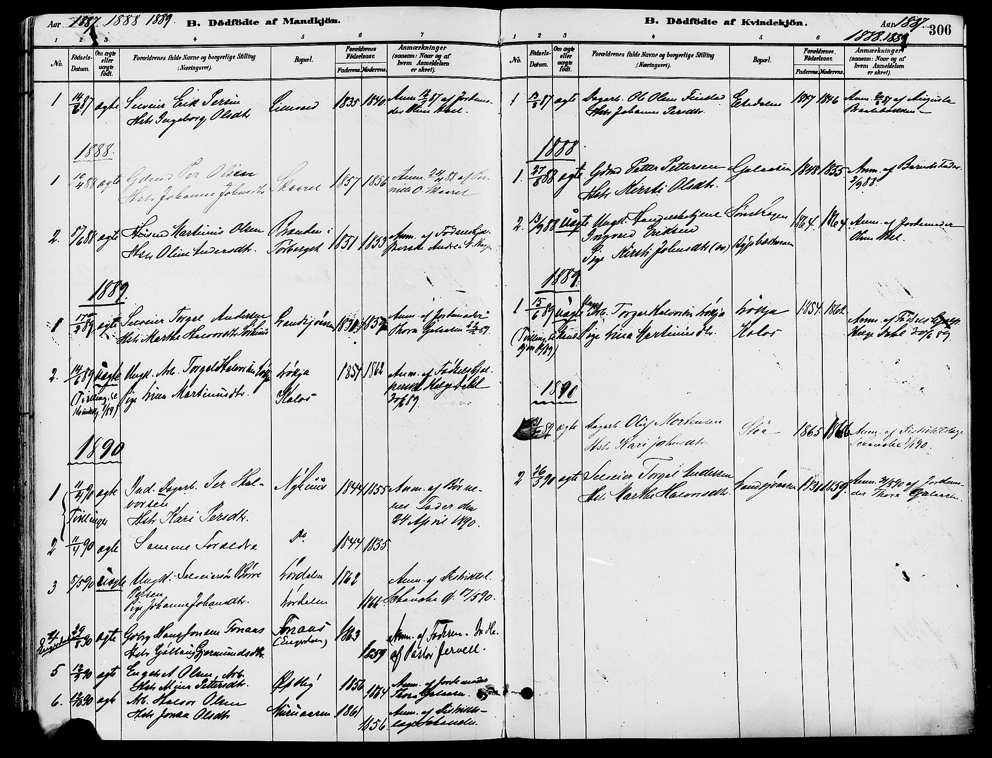 Trysil prestekontor, SAH/PREST-046/H/Ha/Haa/L0008: Parish register (official) no. 8, 1881-1897, p. 306