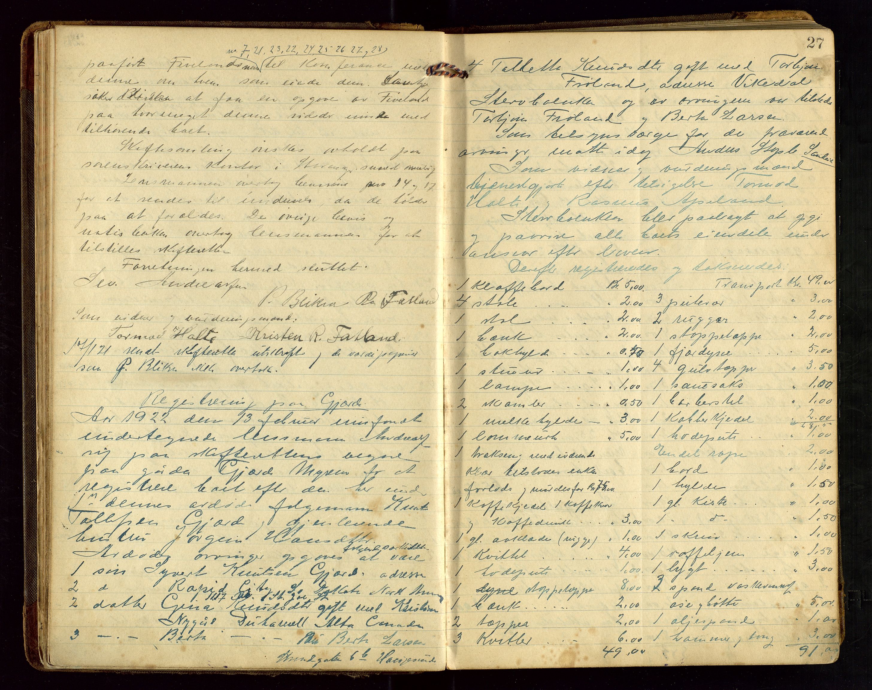 Vikedal lensmannskontor, AV/SAST-A-100179/Gg/L0002: Dødsfallprotokoll, 1921-1932, p. 27