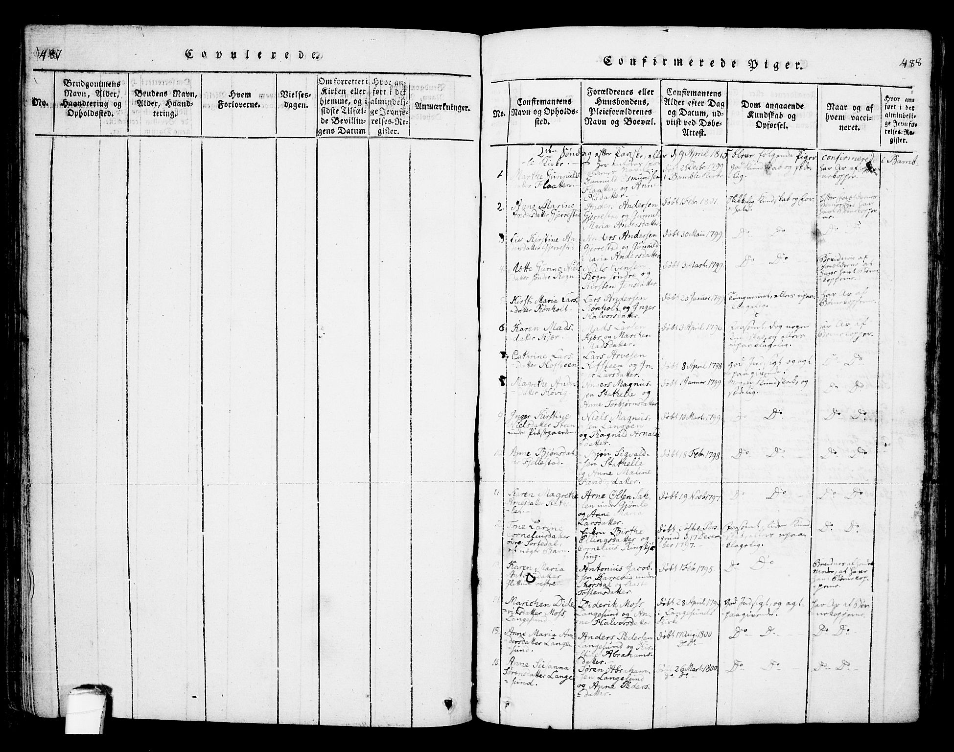 Bamble kirkebøker, SAKO/A-253/F/Fa/L0003: Parish register (official) no. I 3 /1, 1814-1834, p. 487-488