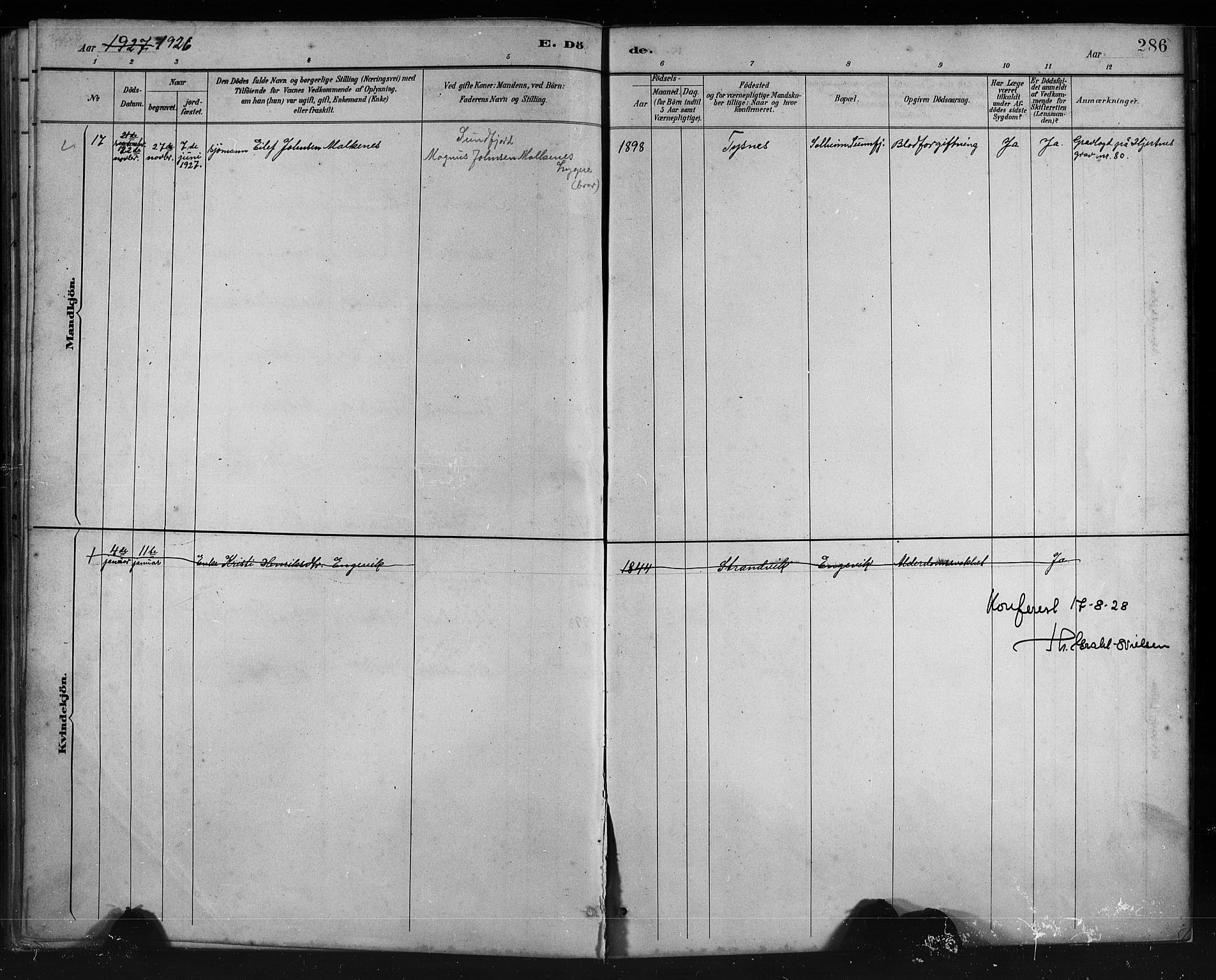 Fusa sokneprestembete, SAB/A-75401/H/Hab: Parish register (copy) no. C 2, 1886-1926, p. 286
