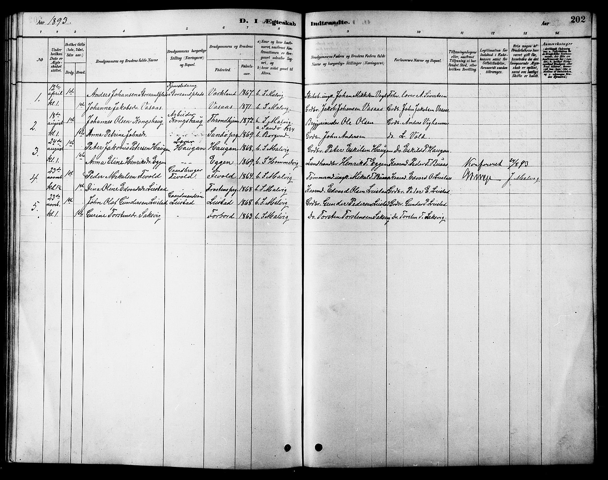 Ministerialprotokoller, klokkerbøker og fødselsregistre - Sør-Trøndelag, SAT/A-1456/616/L0423: Parish register (copy) no. 616C06, 1878-1903, p. 202