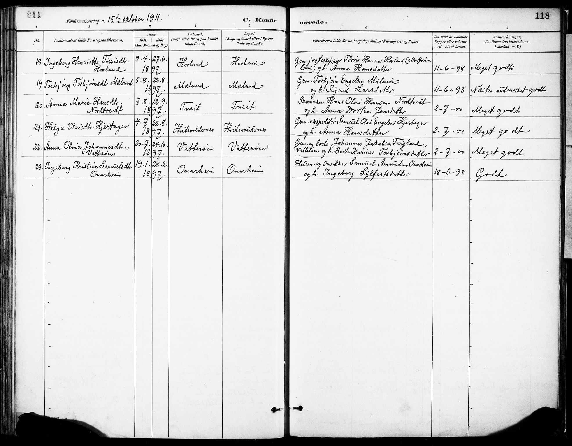 Tysnes sokneprestembete, AV/SAB-A-78601/H/Haa: Parish register (official) no. C 1, 1887-1912, p. 118