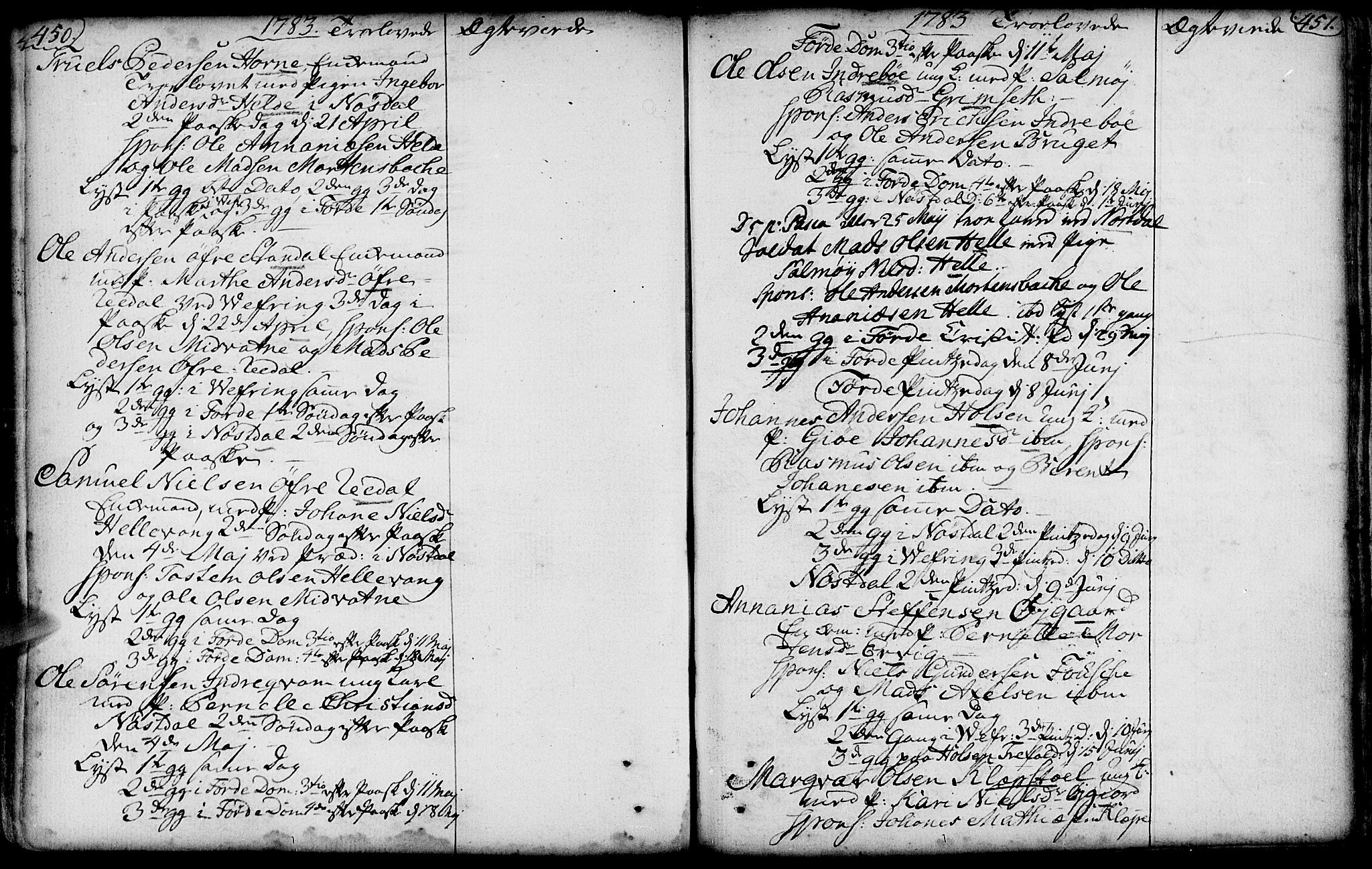 Førde sokneprestembete, SAB/A-79901/H/Haa/Haaa/L0004: Parish register (official) no. A 4, 1781-1803, p. 450-451
