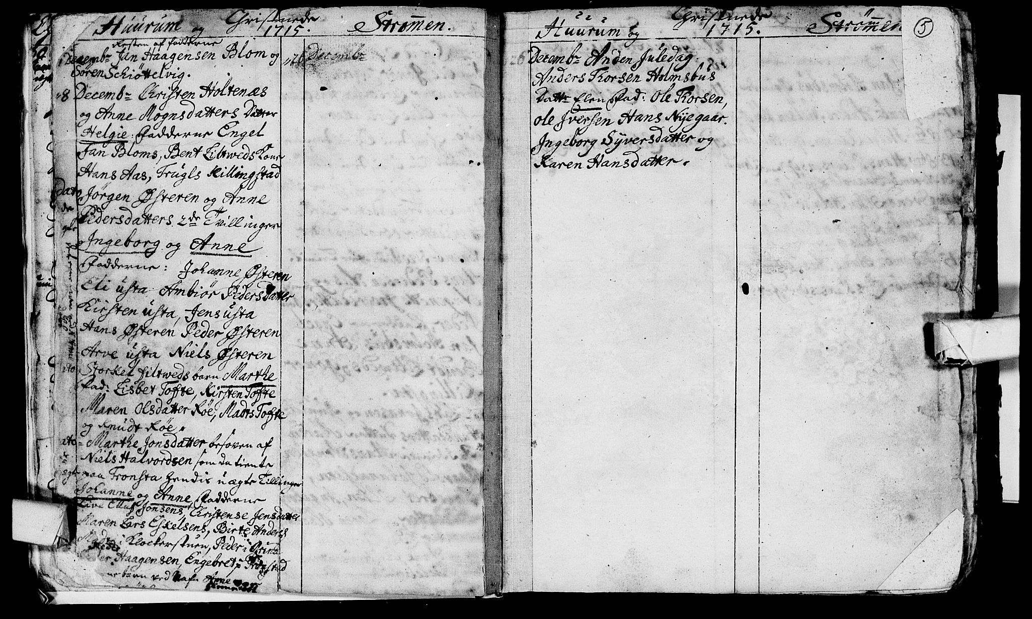 Hurum kirkebøker, AV/SAKO-A-229/F/Fa/L0001: Parish register (official) no. 1, 1715-1732, p. 5