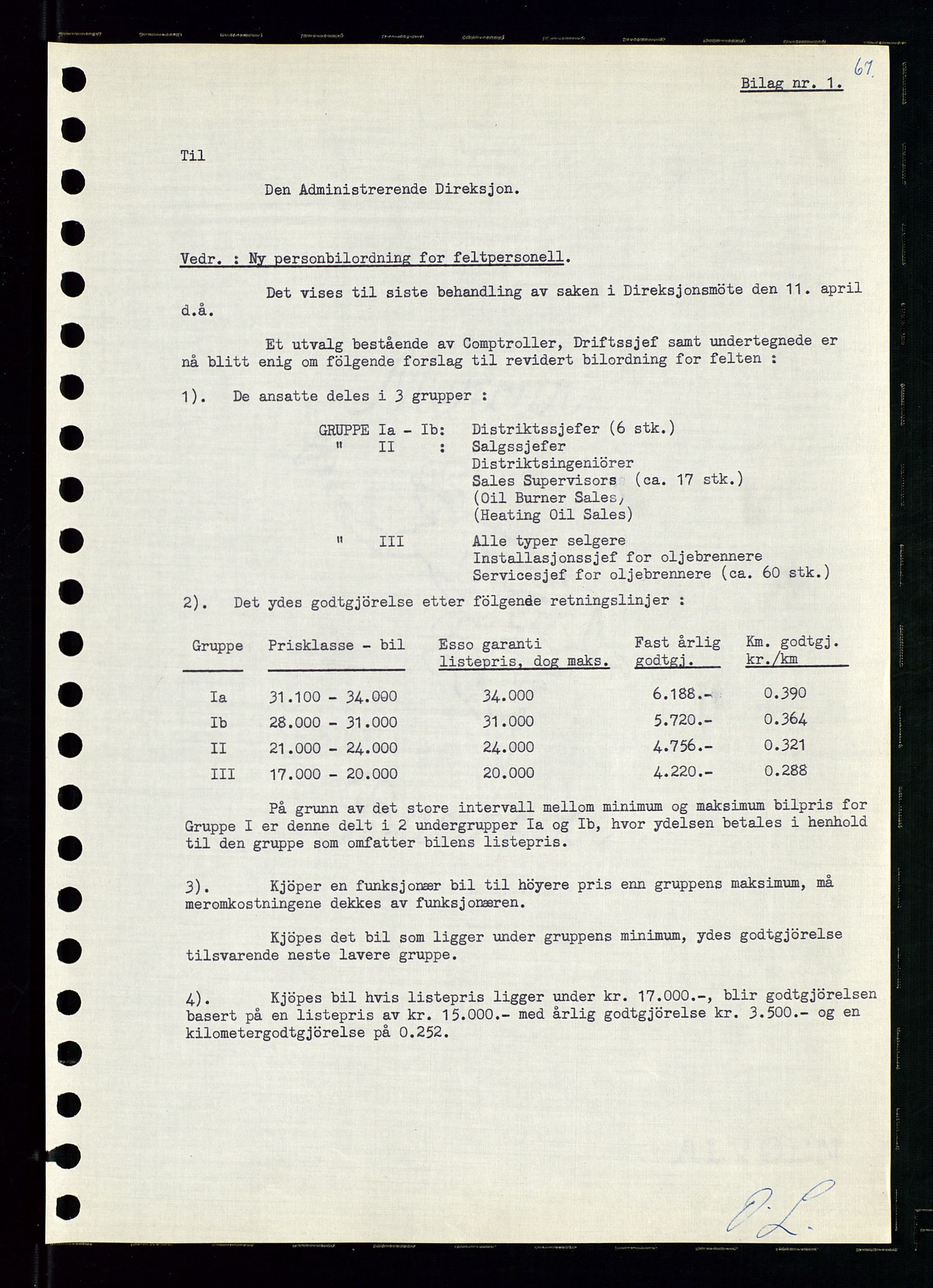 Pa 0982 - Esso Norge A/S, AV/SAST-A-100448/A/Aa/L0001/0002: Den administrerende direksjon Board minutes (styrereferater) / Den administrerende direksjon Board minutes (styrereferater), 1960-1961, p. 114