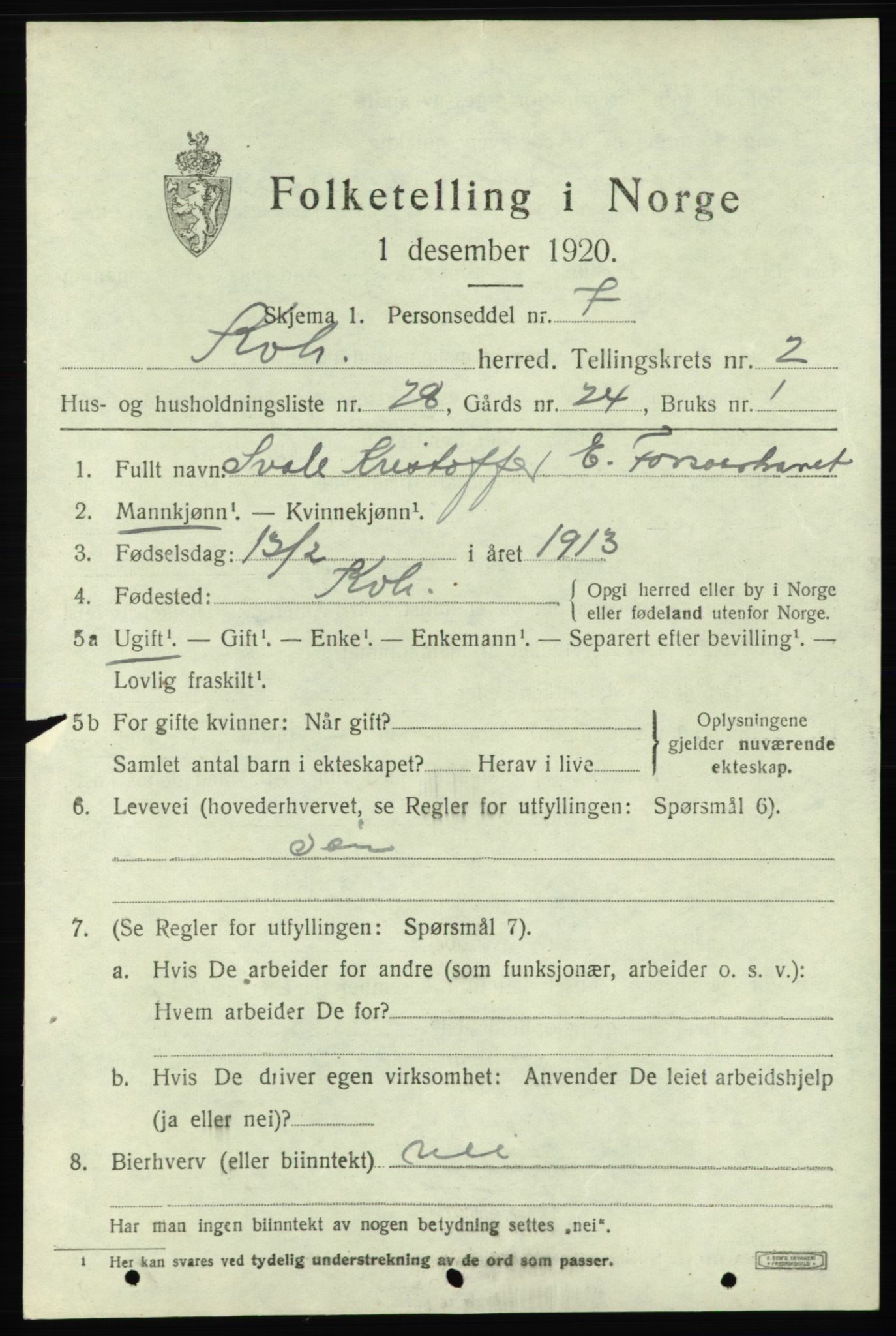 SAB, 1920 census for Kvinnherad, 1920, p. 4482