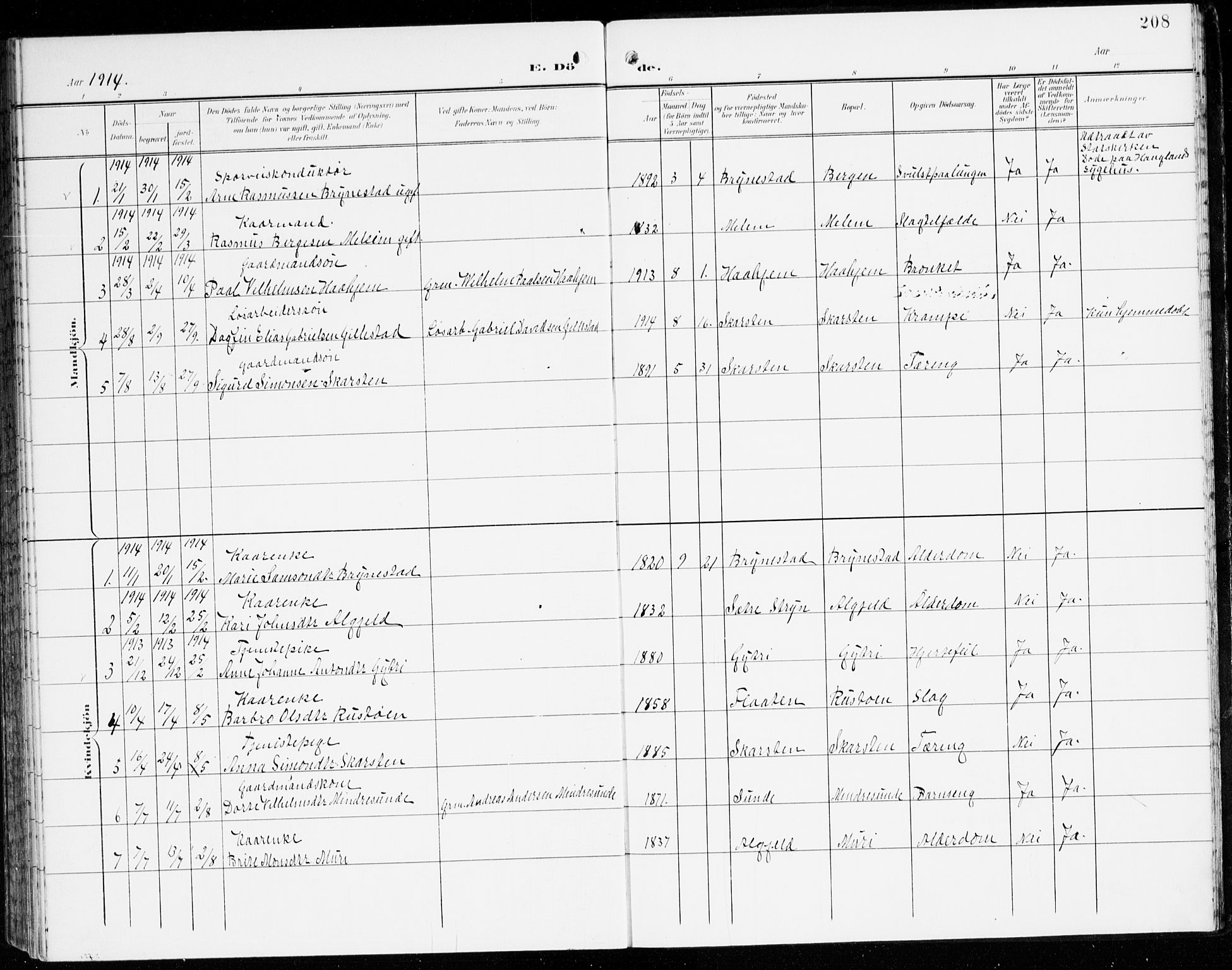 Innvik sokneprestembete, AV/SAB-A-80501: Parish register (official) no. C 2, 1900-1920, p. 208