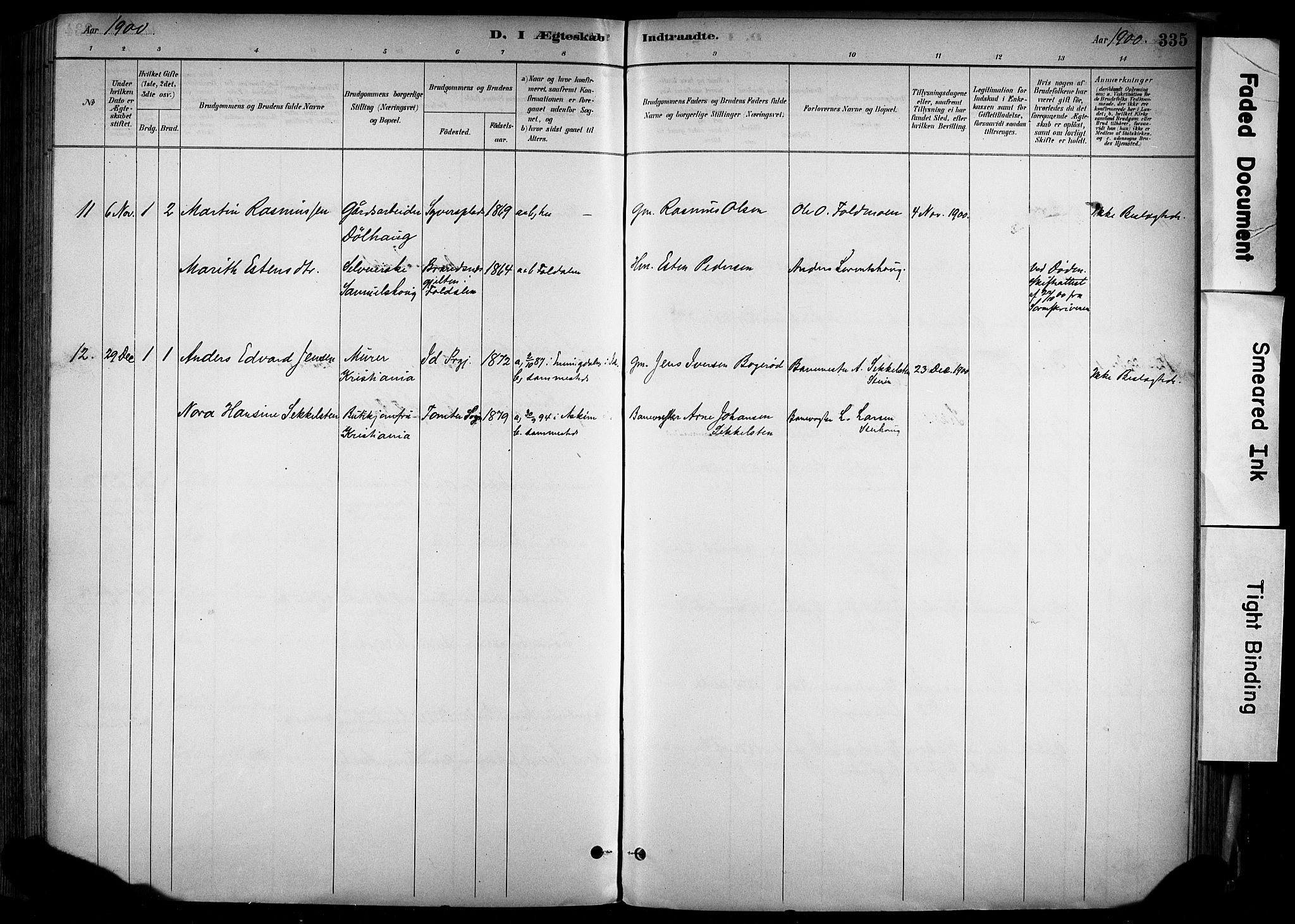 Alvdal prestekontor, SAH/PREST-060/H/Ha/Haa/L0002: Parish register (official) no. 2, 1883-1906, p. 335