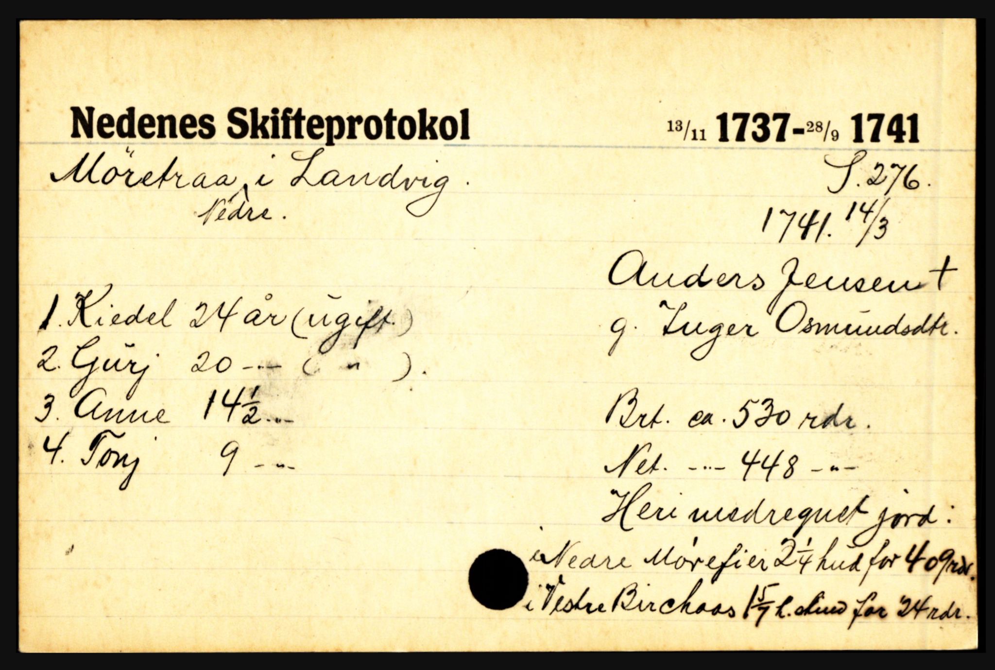 Nedenes sorenskriveri før 1824, AV/SAK-1221-0007/H, p. 20713