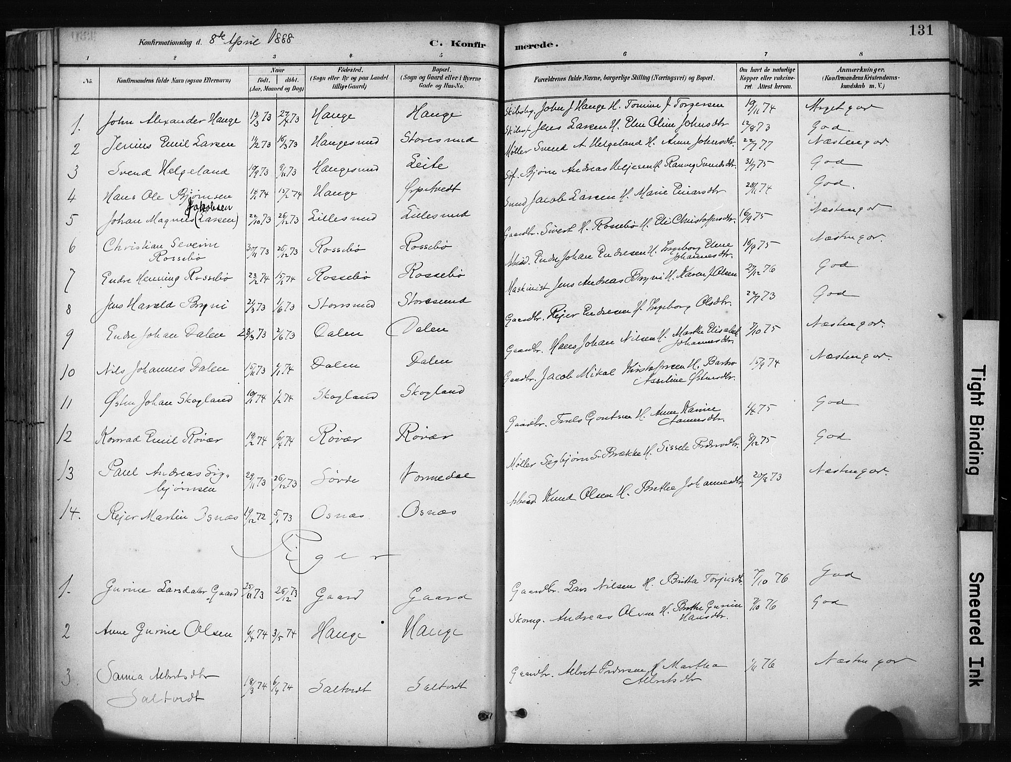 Haugesund sokneprestkontor, SAST/A -101863/H/Ha/Haa/L0004: Parish register (official) no. A 4, 1886-1908, p. 131