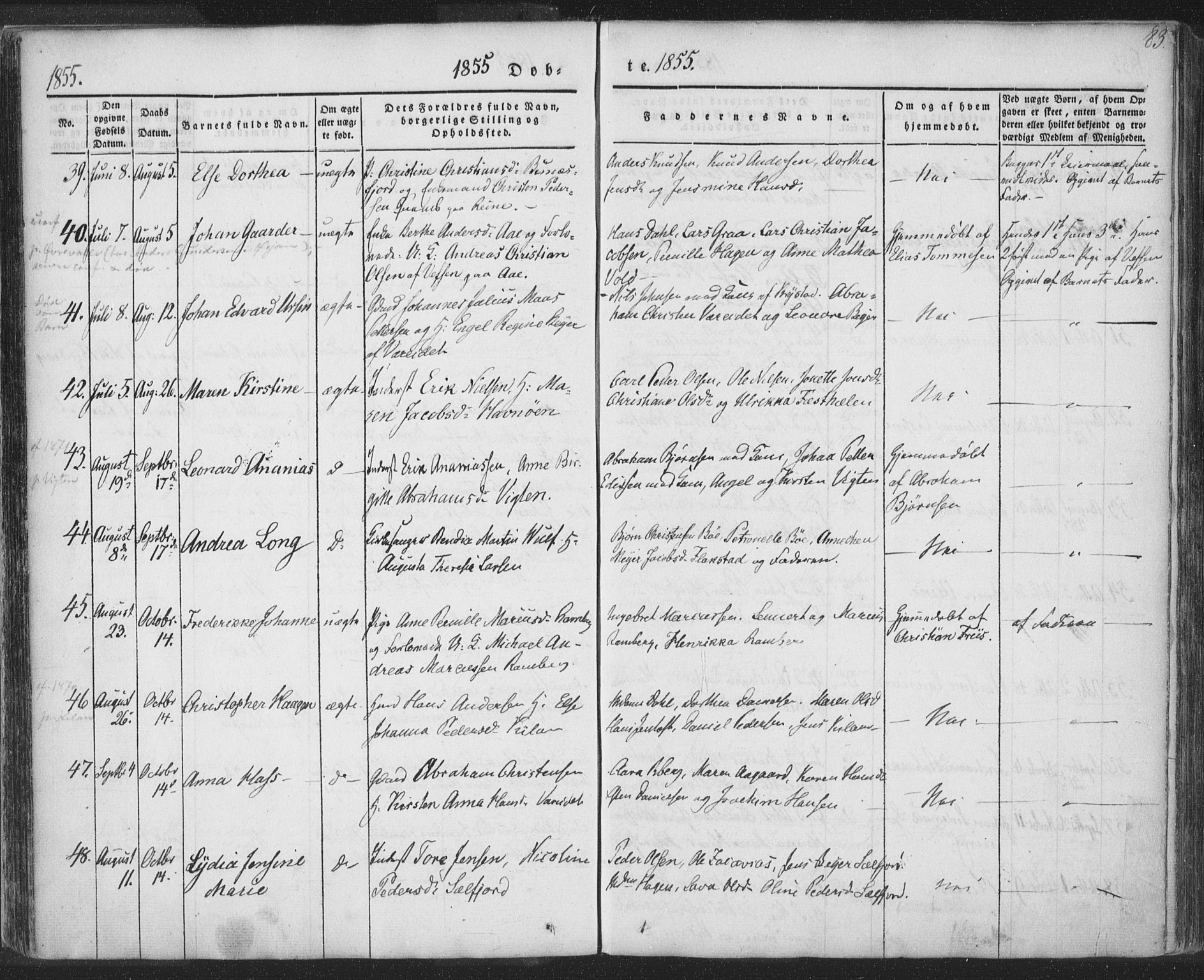 Ministerialprotokoller, klokkerbøker og fødselsregistre - Nordland, AV/SAT-A-1459/885/L1202: Parish register (official) no. 885A03, 1838-1859, p. 83