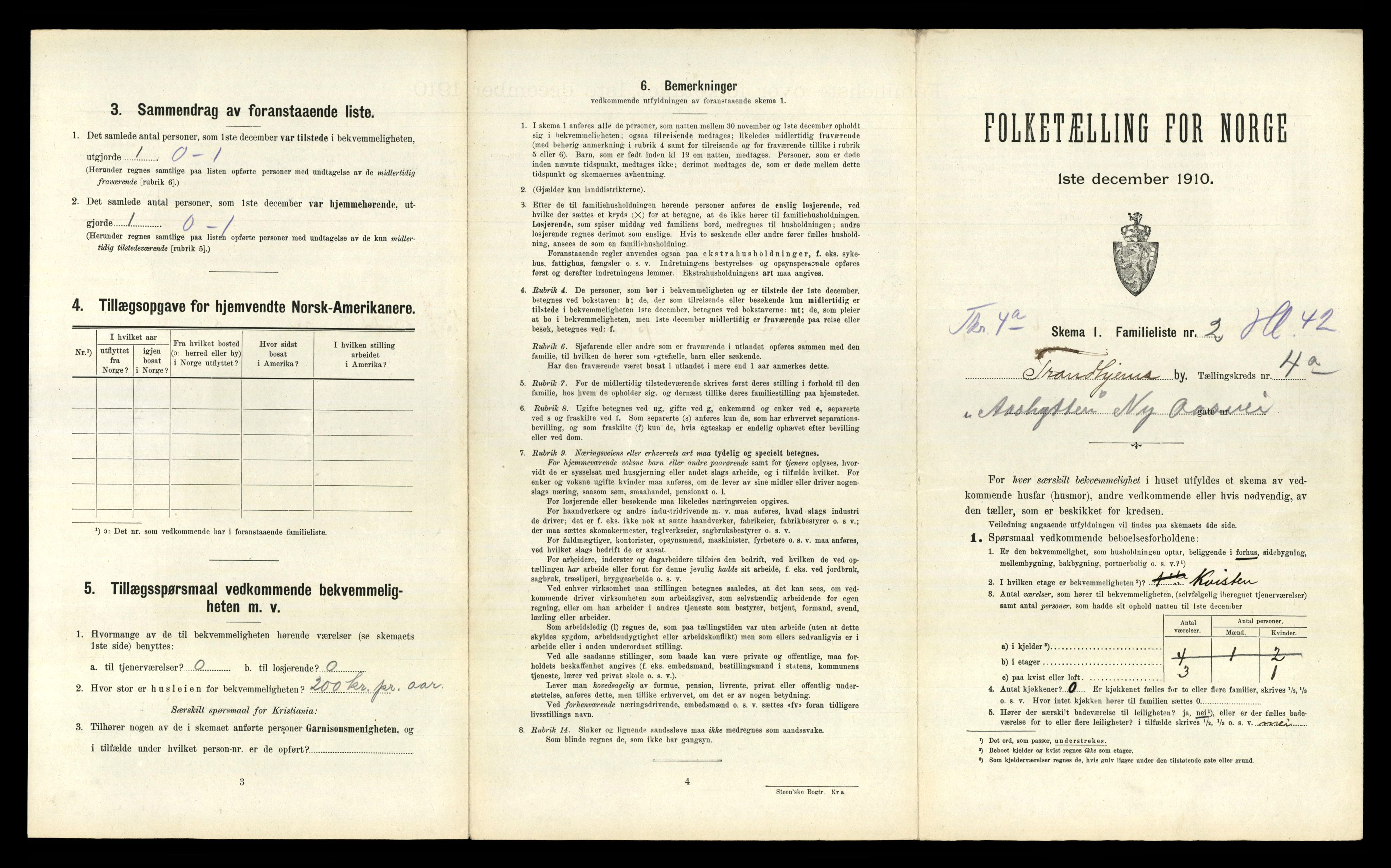 RA, 1910 census for Trondheim, 1910, p. 1401