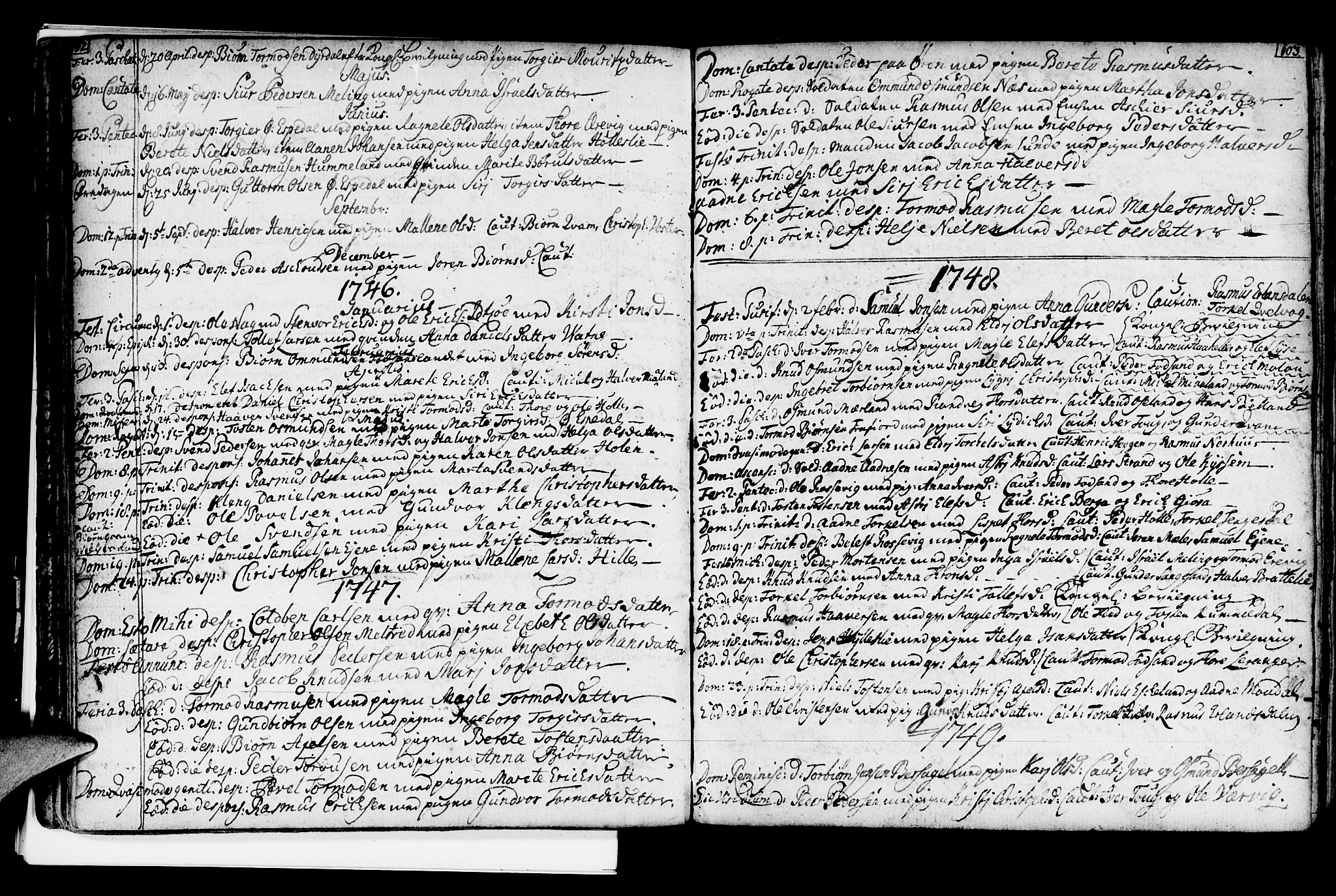 Strand sokneprestkontor, SAST/A-101828/H/Ha/Haa/L0002: Parish register (official) no. A 2, 1744-1768, p. 102-103