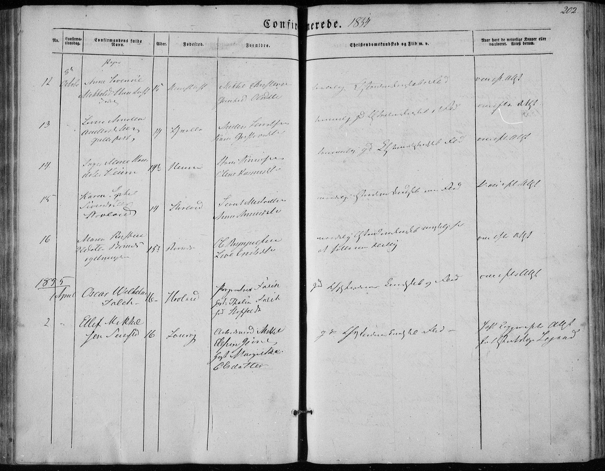 Hedrum kirkebøker, SAKO/A-344/F/Fa/L0006: Parish register (official) no. I 6, 1849-1857, p. 202