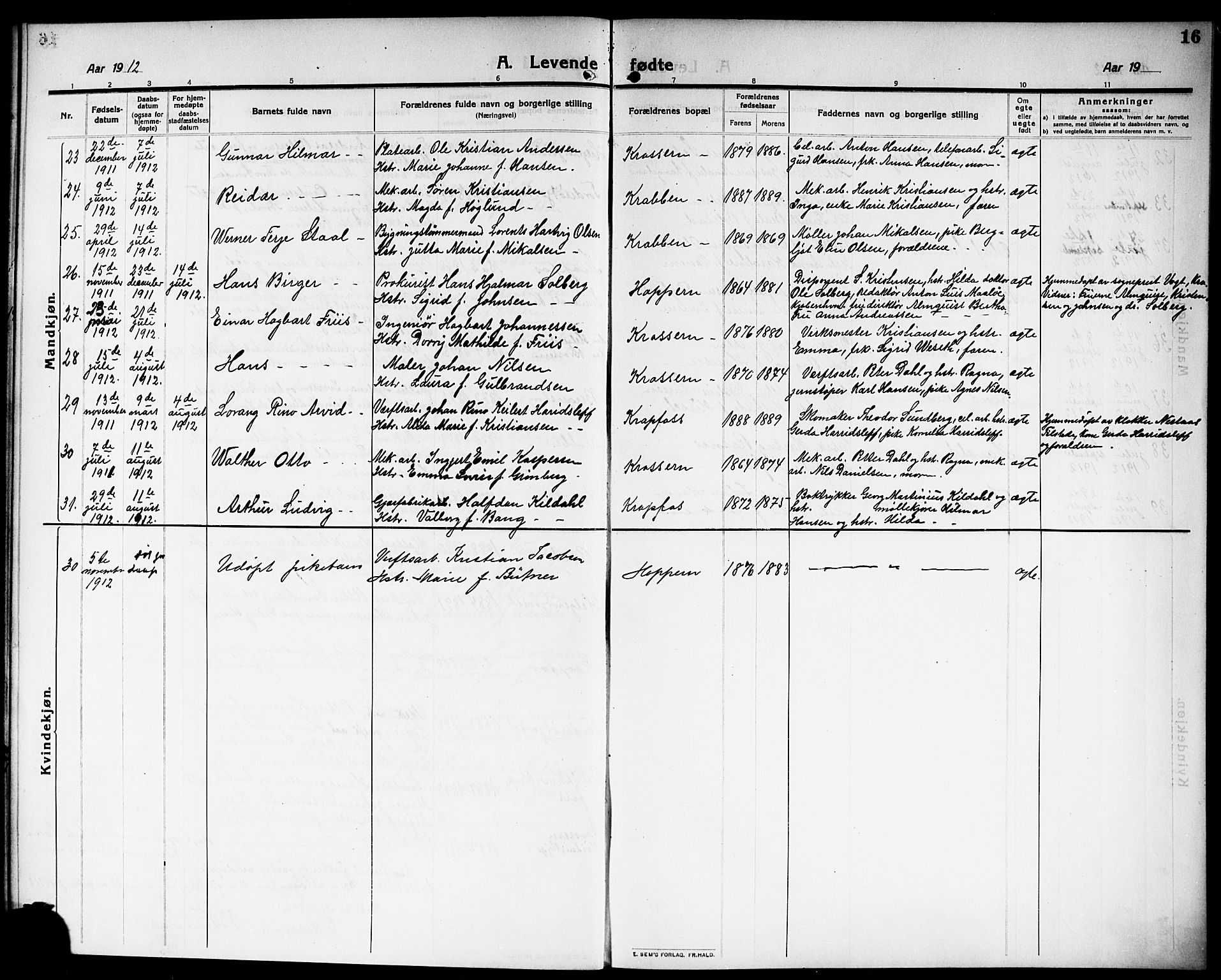 Moss prestekontor Kirkebøker, AV/SAO-A-2003/G/Gb/L0003: Parish register (copy) no. II 3, 1910-1919, p. 16
