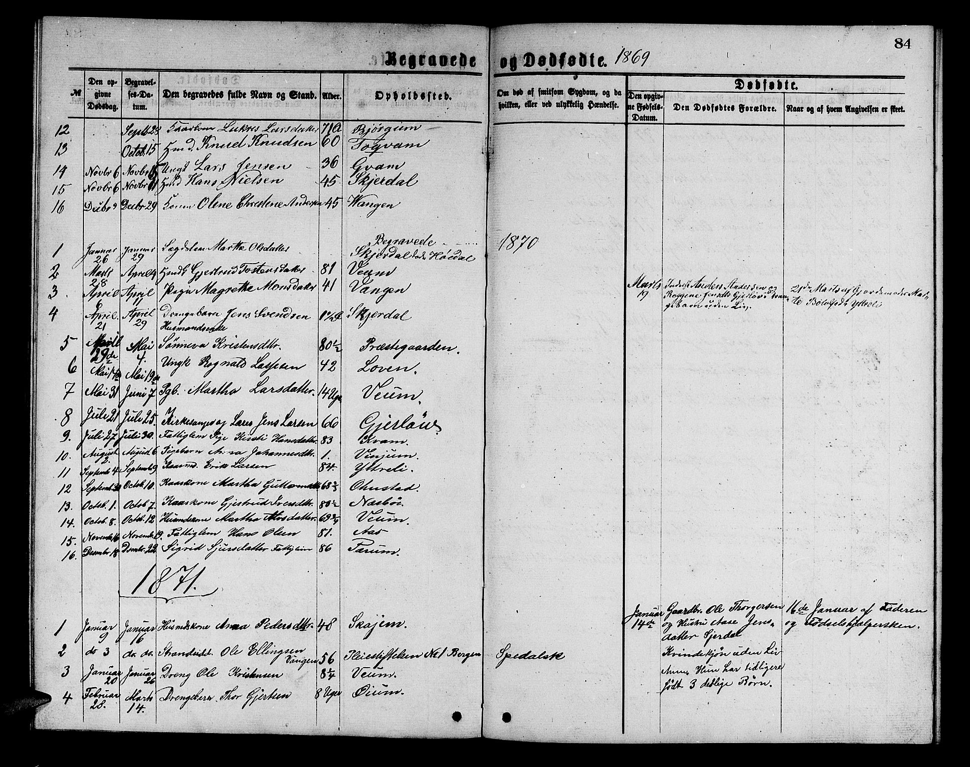 Aurland sokneprestembete, AV/SAB-A-99937/H/Hb/Hba/L0001: Parish register (copy) no. A 1, 1868-1881, p. 84