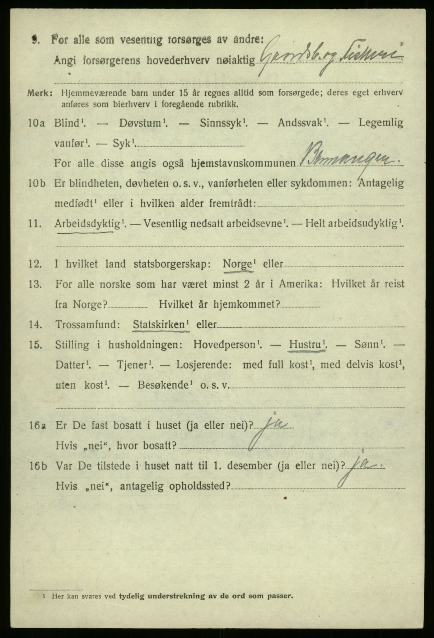 SAB, 1920 census for Bremanger, 1920, p. 2009