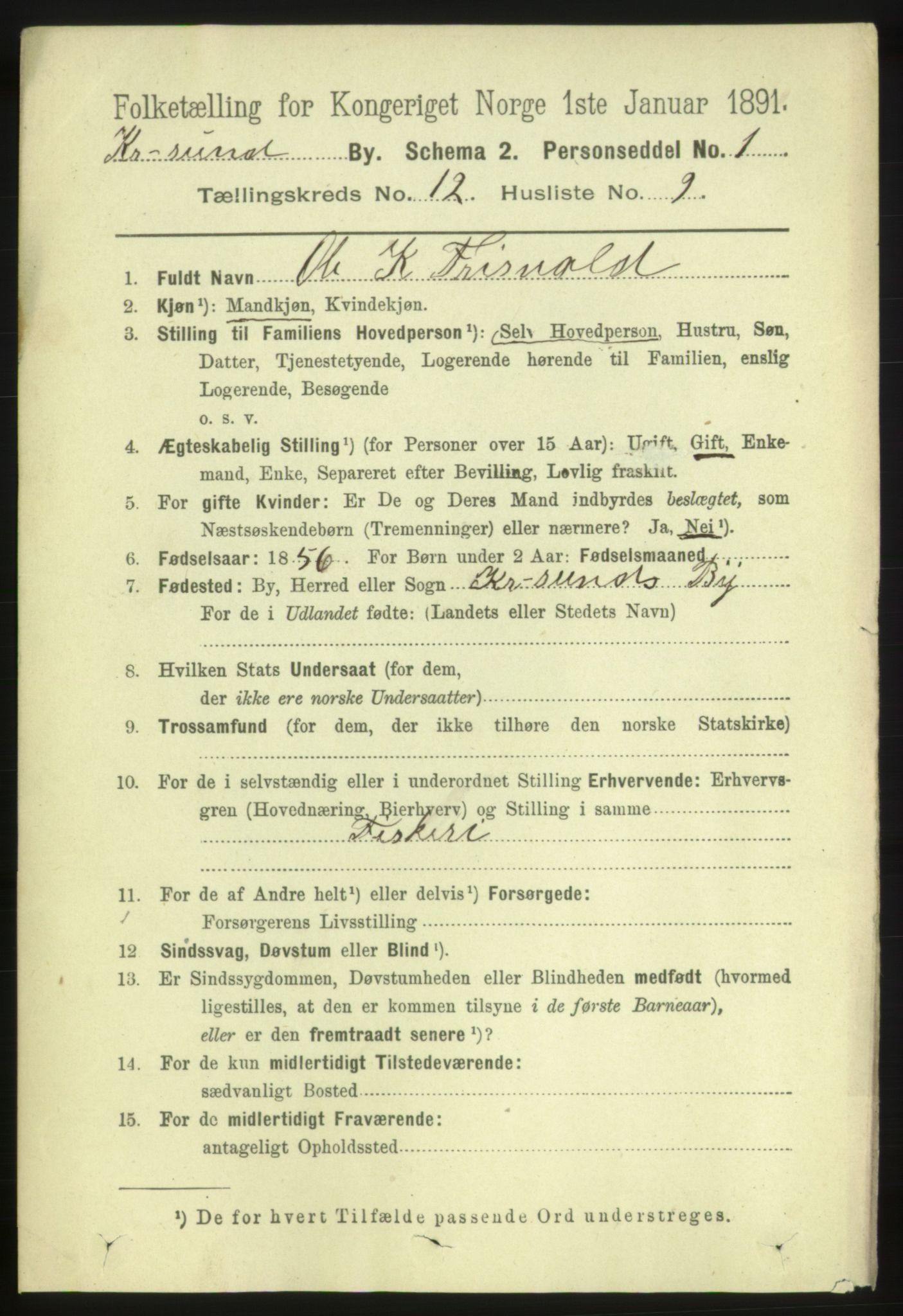 RA, 1891 census for 1503 Kristiansund, 1891, p. 9243