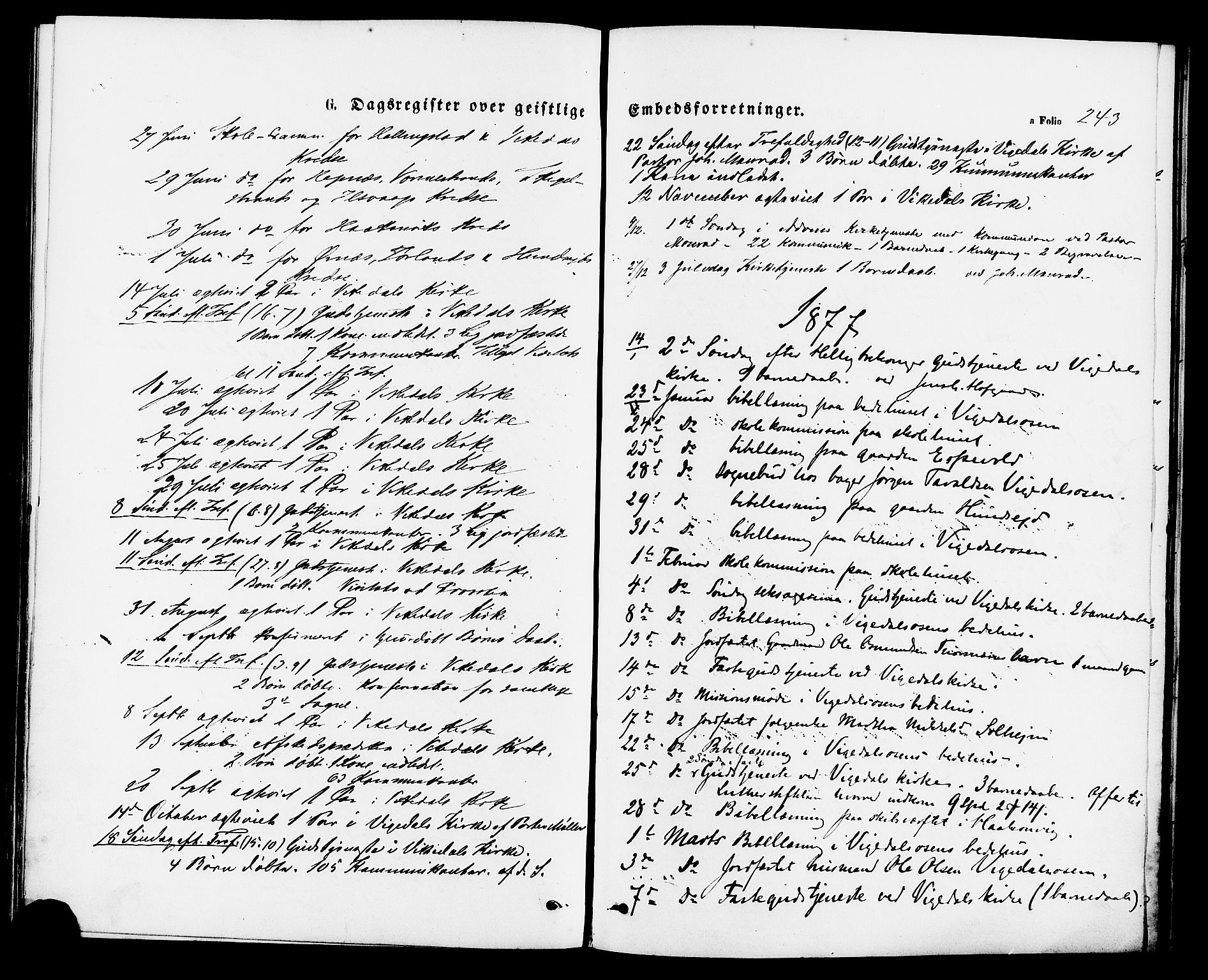 Vikedal sokneprestkontor, AV/SAST-A-101840/01/IV: Parish register (official) no. A 7, 1868-1883, p. 243