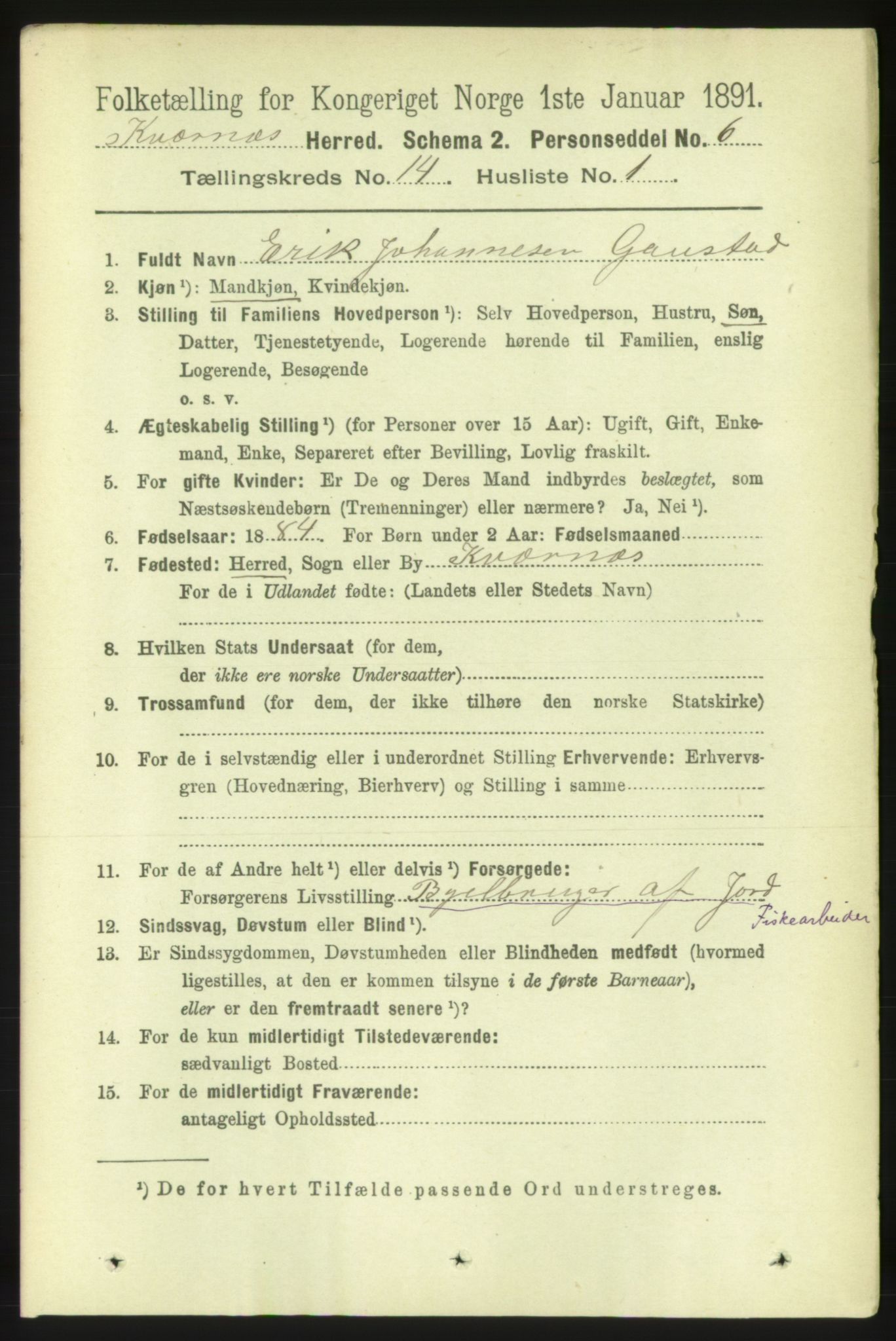 RA, 1891 census for 1553 Kvernes, 1891, p. 5727