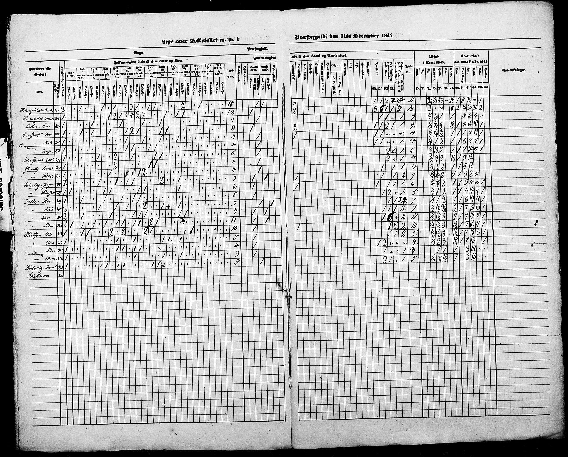 SAT, Census 1845 for Borgund, 1845, p. 36