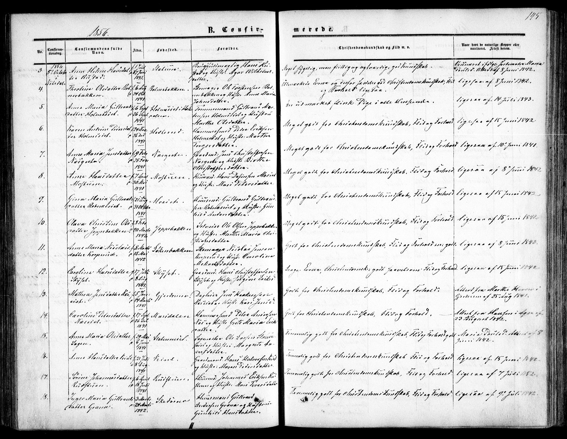 Nittedal prestekontor Kirkebøker, SAO/A-10365a/F/Fa/L0005: Parish register (official) no. I 5, 1850-1862, p. 145