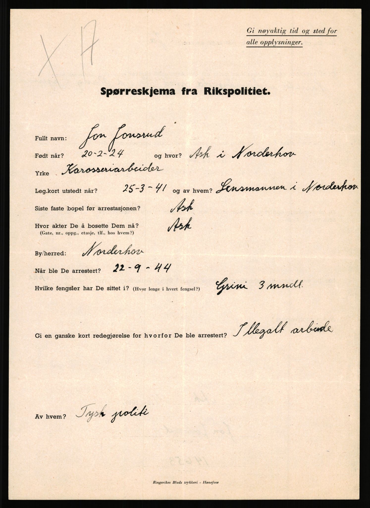 Rikspolitisjefen, AV/RA-S-1560/L/L0008: Jaffe, Bernhard - Karset, Helge Hafsahl, 1940-1945, p. 1025