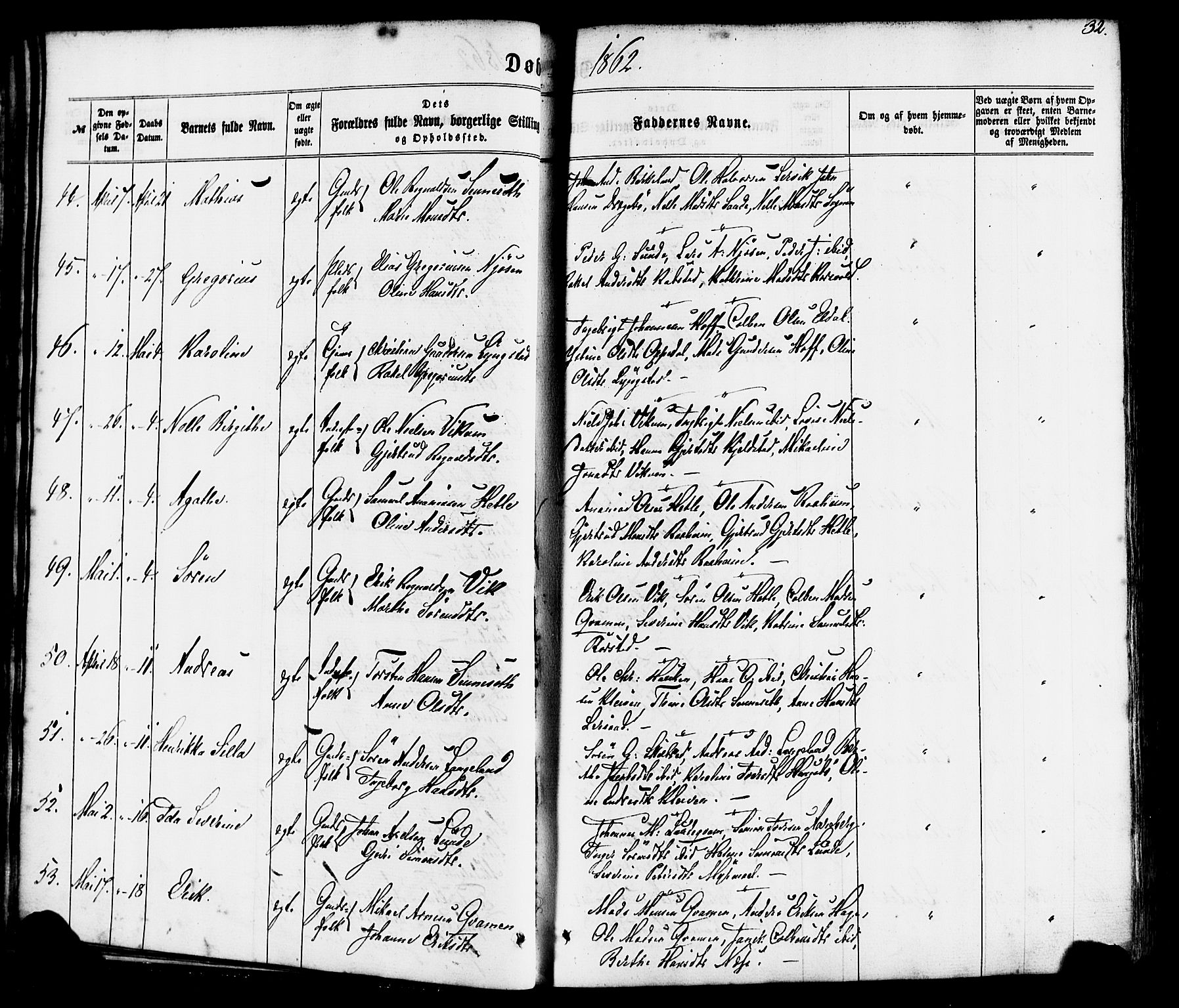 Gaular sokneprestembete, AV/SAB-A-80001/H/Haa: Parish register (official) no. A 5, 1860-1881, p. 32