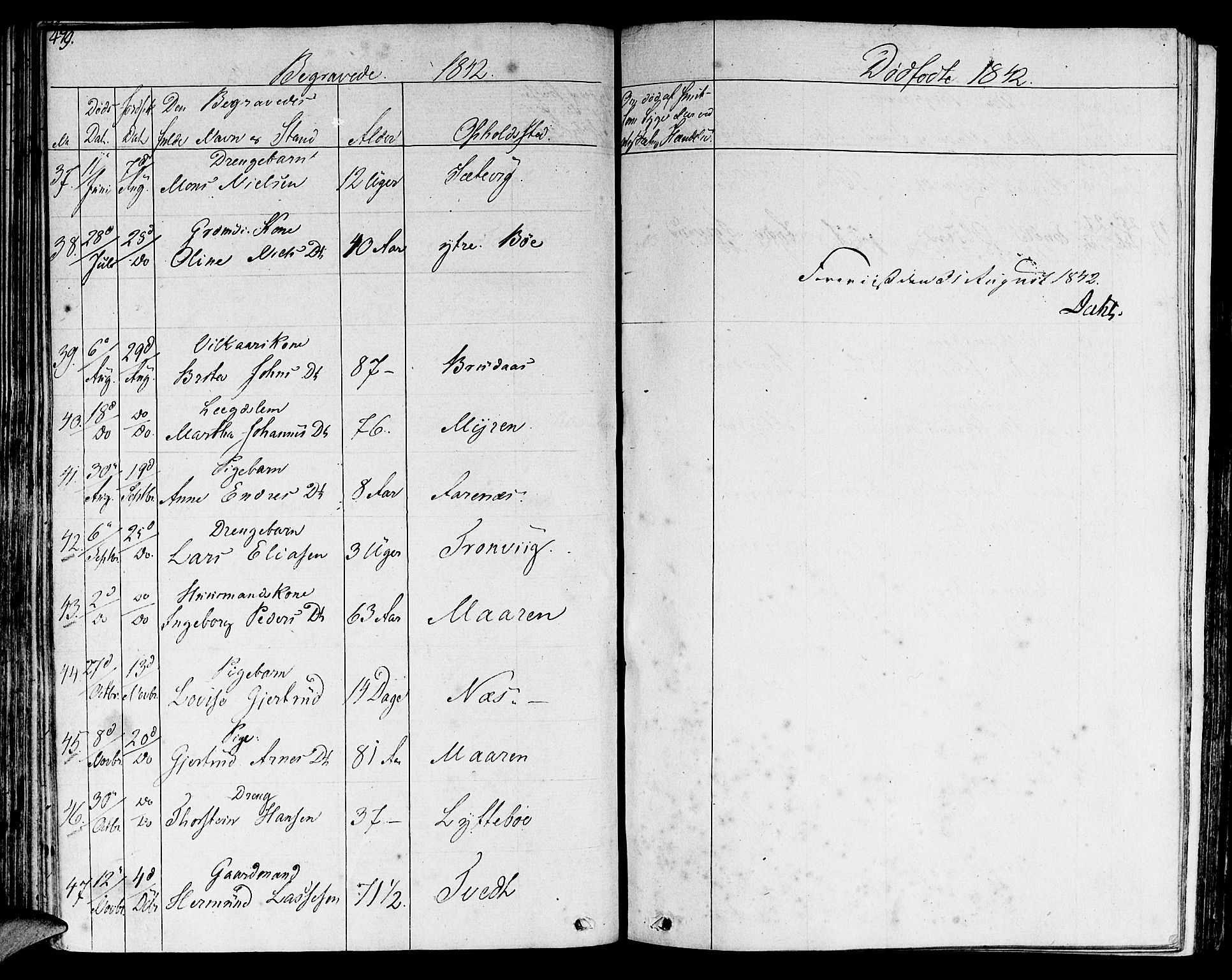 Lavik sokneprestembete, SAB/A-80901: Parish register (official) no. A 2II, 1821-1842, p. 479
