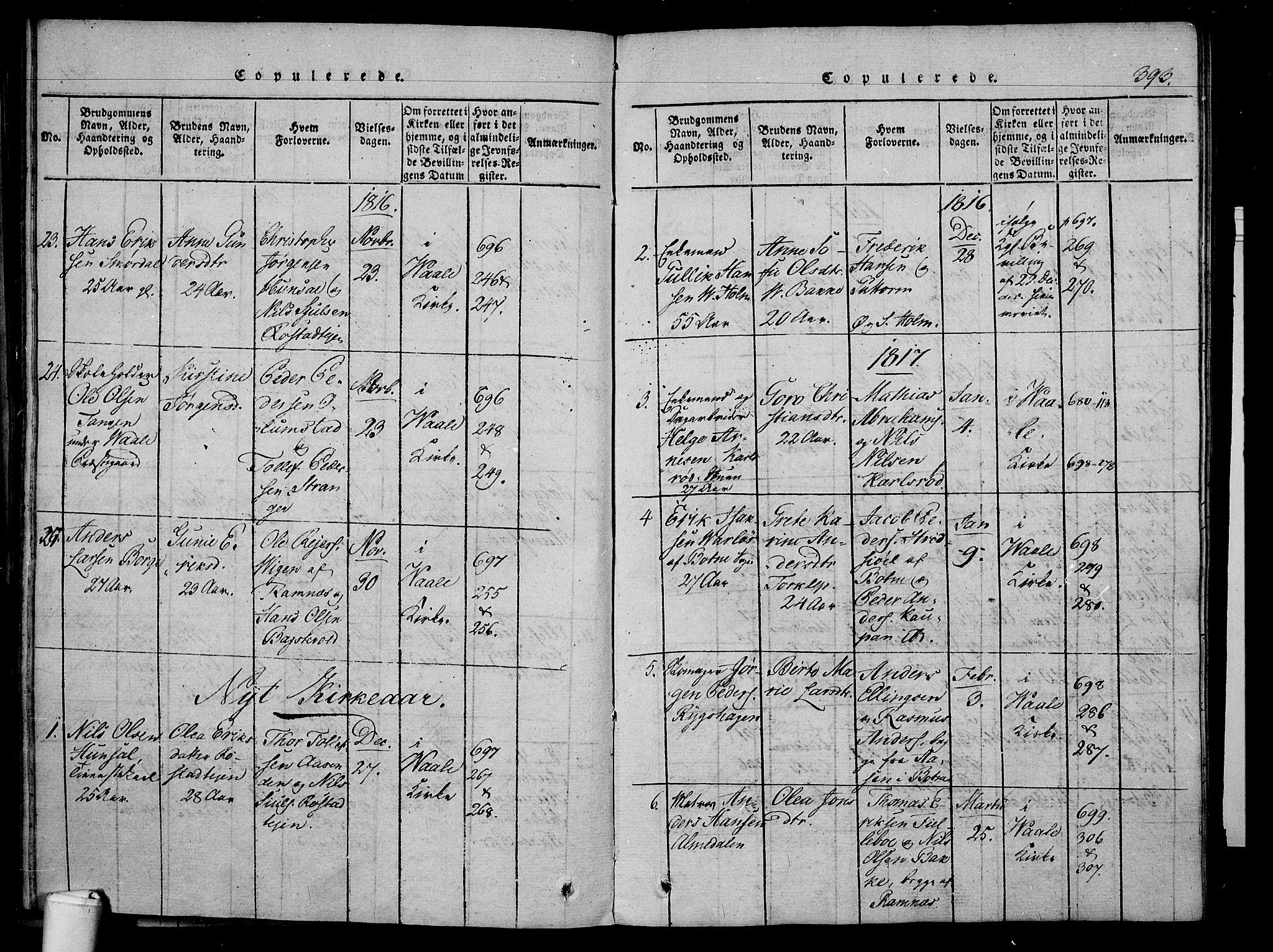 Våle kirkebøker, SAKO/A-334/F/Fa/L0007: Parish register (official) no. I 7, 1814-1824, p. 392-393