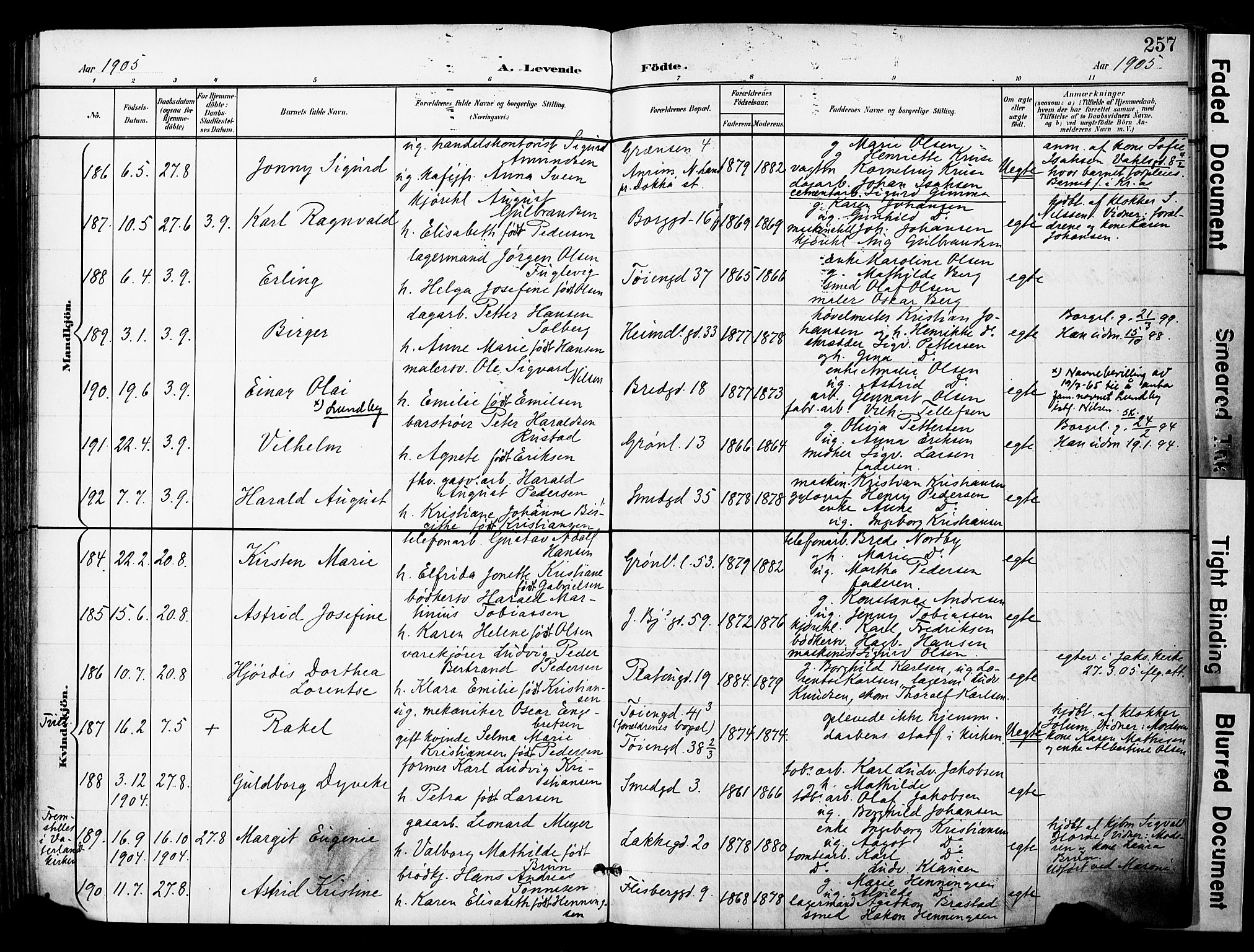 Grønland prestekontor Kirkebøker, SAO/A-10848/F/Fa/L0014: Parish register (official) no. 14, 1900-1911, p. 257