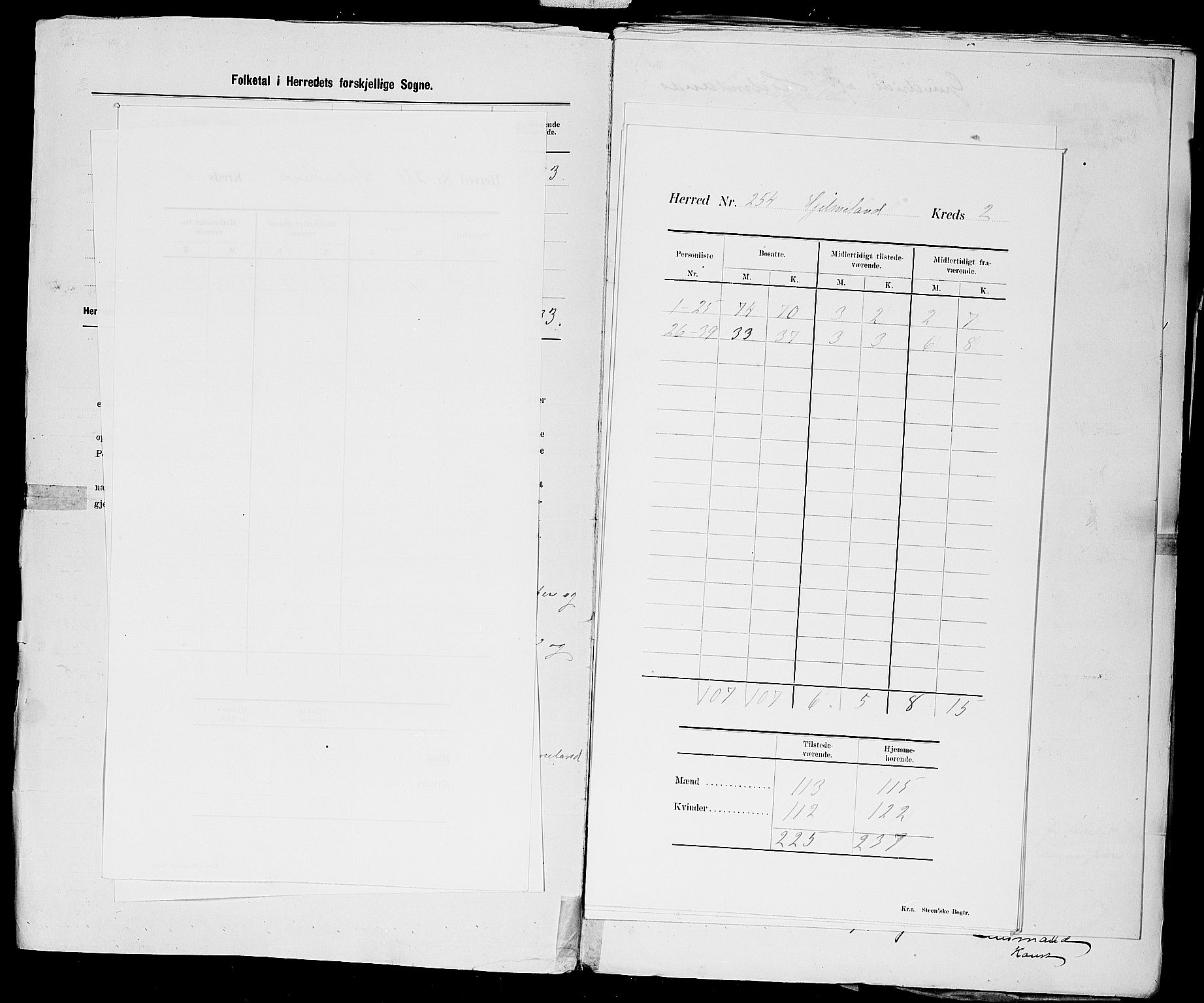 SAST, 1900 census for Hjelmeland, 1900, p. 5