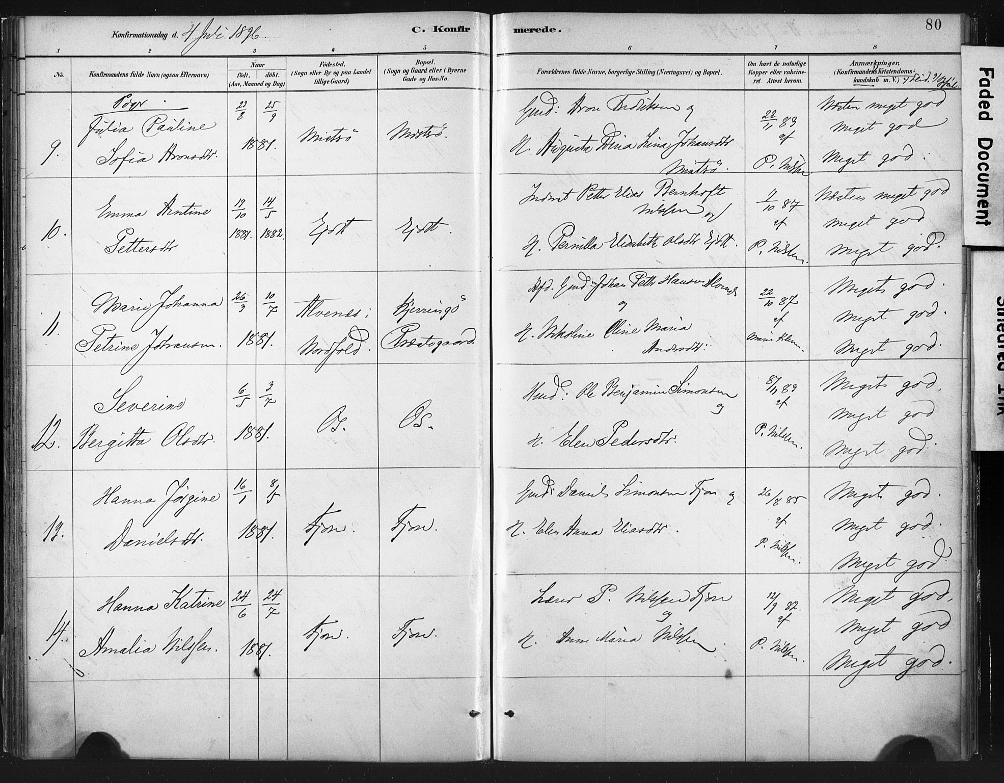 Ministerialprotokoller, klokkerbøker og fødselsregistre - Nordland, AV/SAT-A-1459/803/L0071: Parish register (official) no. 803A01, 1881-1897, p. 80