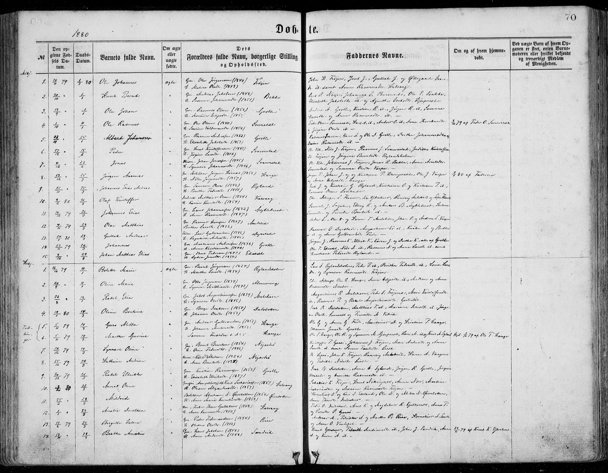 Bremanger sokneprestembete, SAB/A-82201/H/Haa/Haaa/L0001: Parish register (official) no. A  1, 1864-1883, p. 70