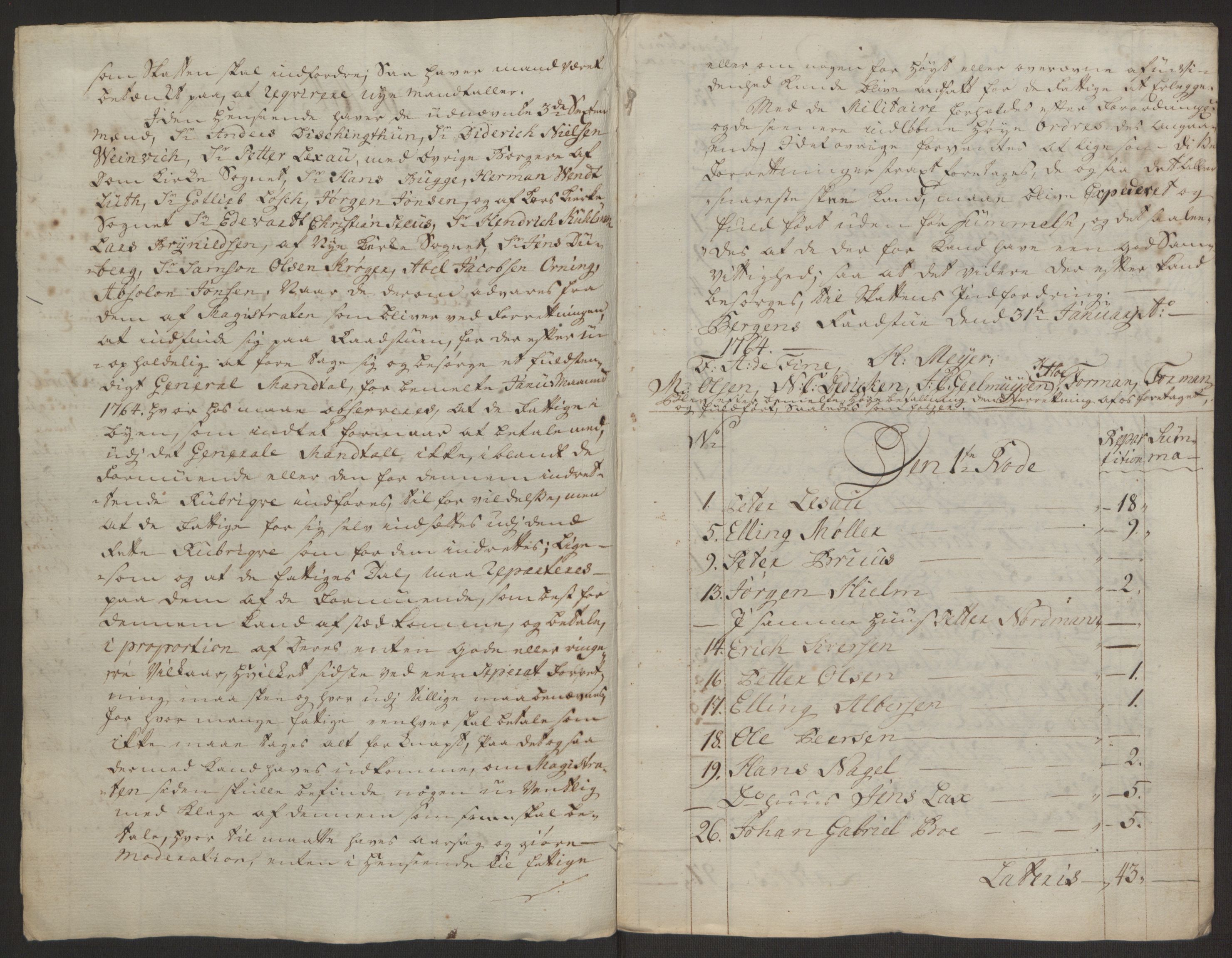 Rentekammeret inntil 1814, Reviderte regnskaper, Byregnskaper, AV/RA-EA-4066/R/Rp/L0367/0001: [P21] Kontribusjonsregnskap / Ekstraskatt, 1764, p. 79