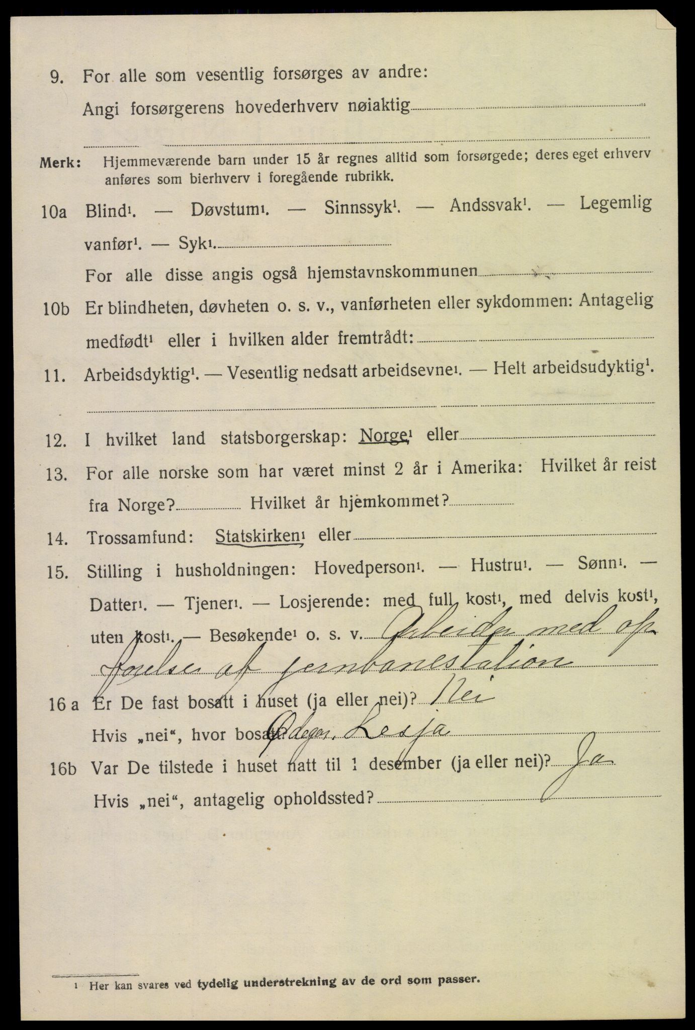 SAH, 1920 census for Lesja, 1920, p. 2521