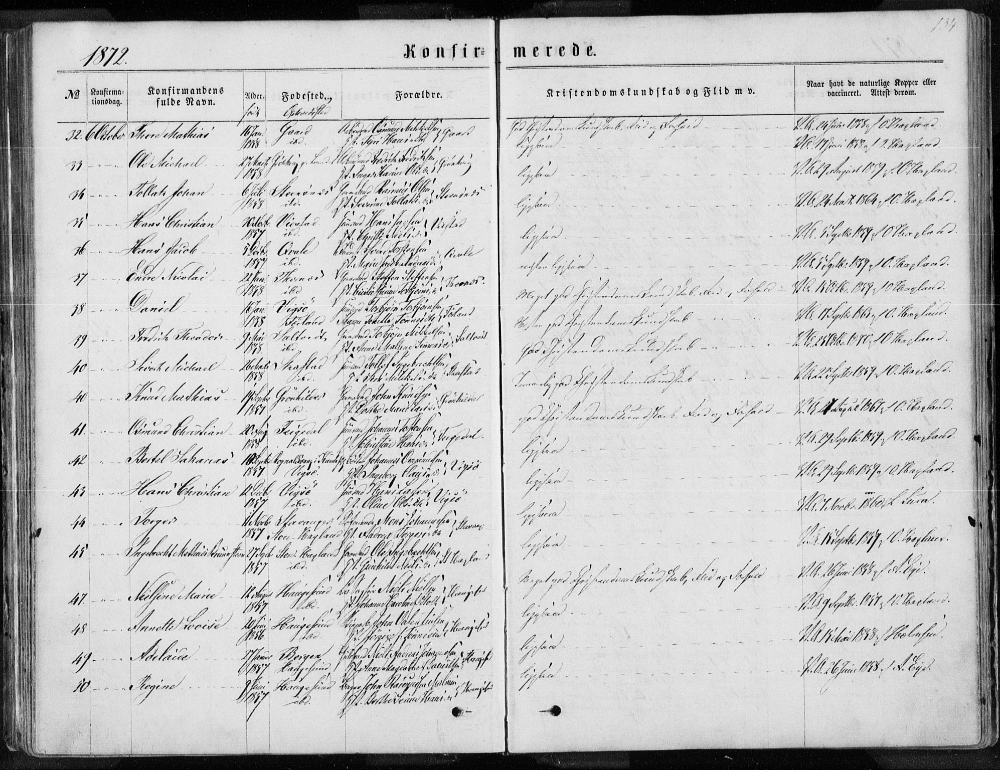 Torvastad sokneprestkontor, AV/SAST-A -101857/H/Ha/Haa/L0012: Parish register (official) no. A 12.1, 1867-1877, p. 134