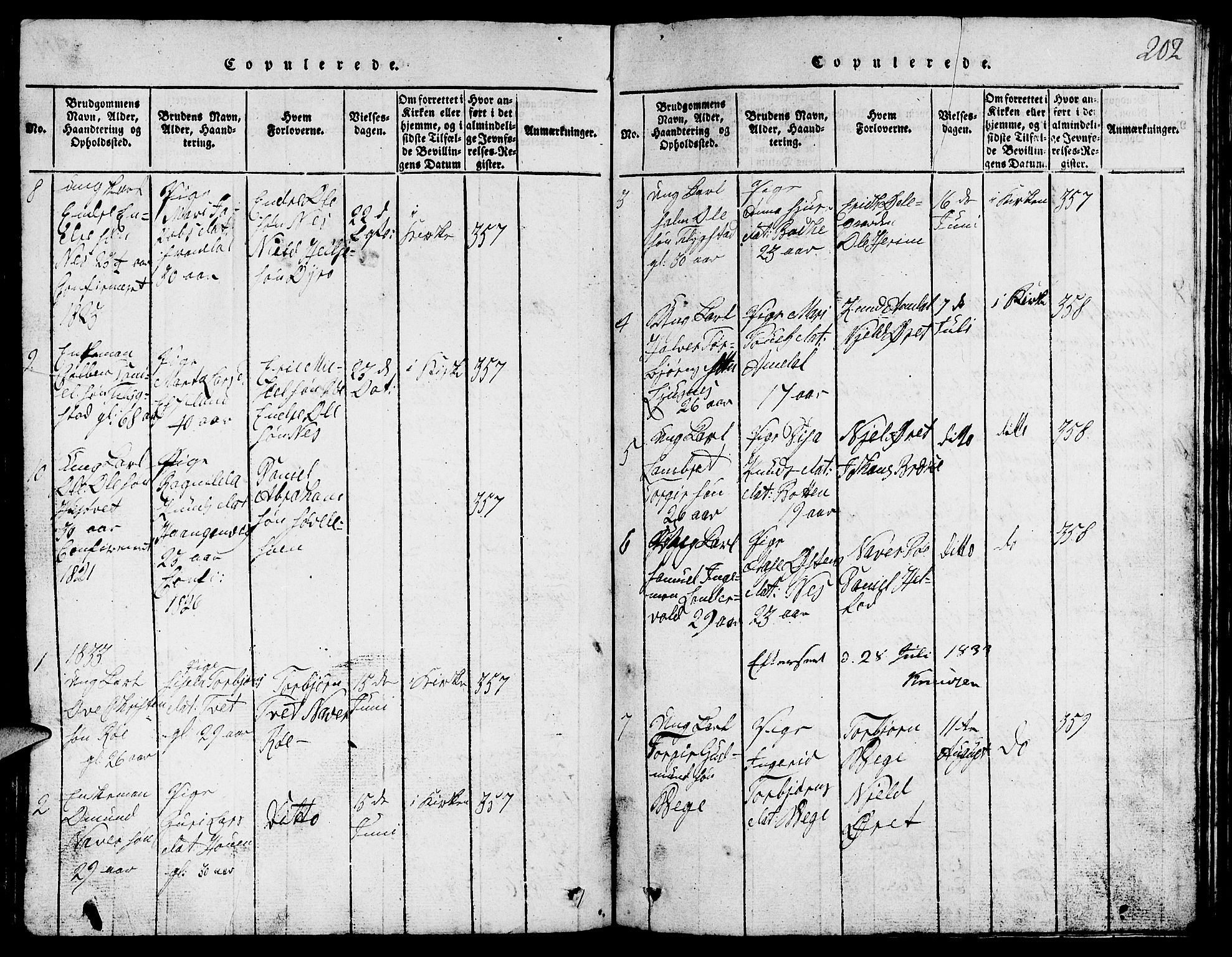 Suldal sokneprestkontor, SAST/A-101845/01/V/L0002: Parish register (copy) no. B 2, 1816-1845, p. 202